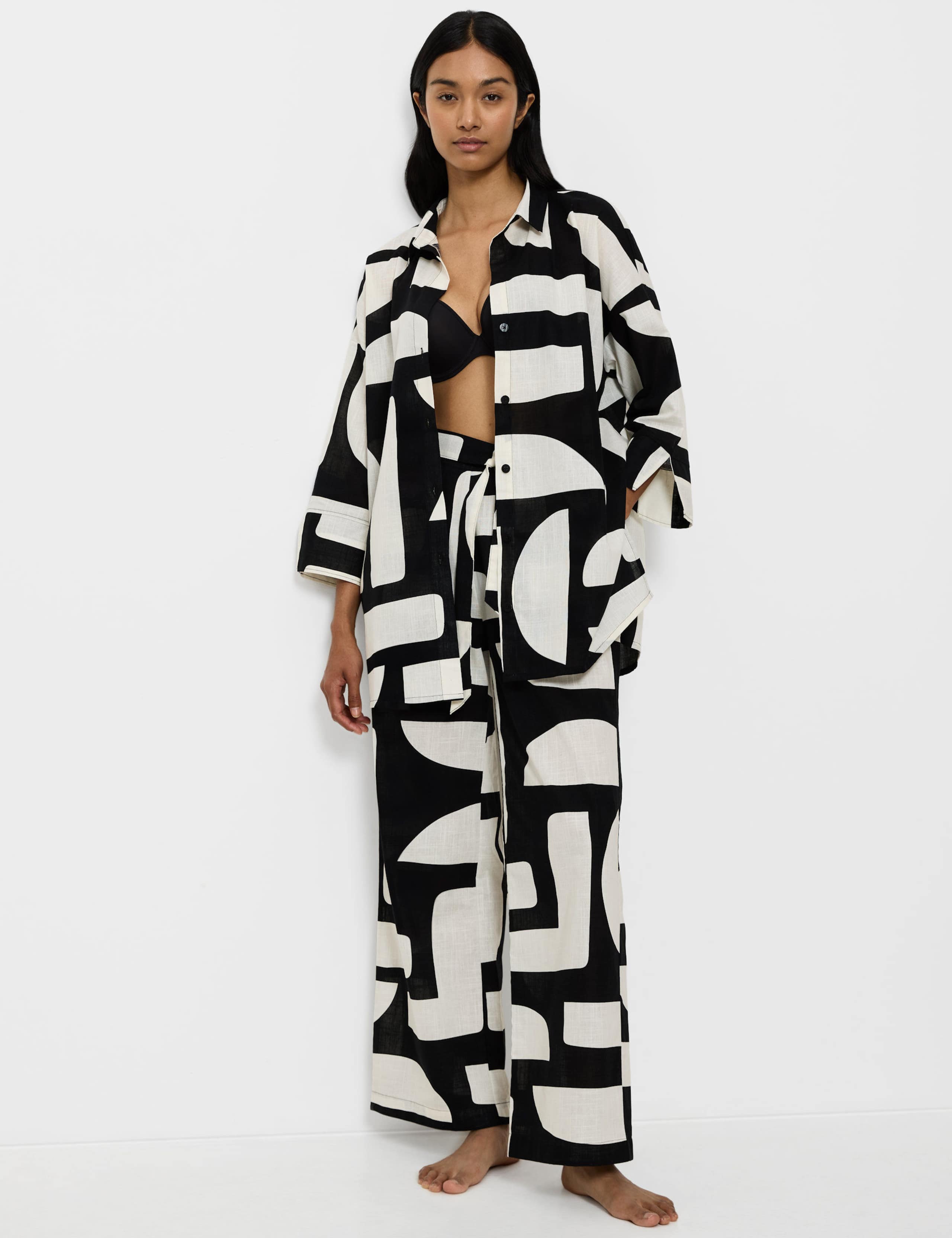 Pure Cotton Geometric Beach Cover Up Shirt 3 of 5