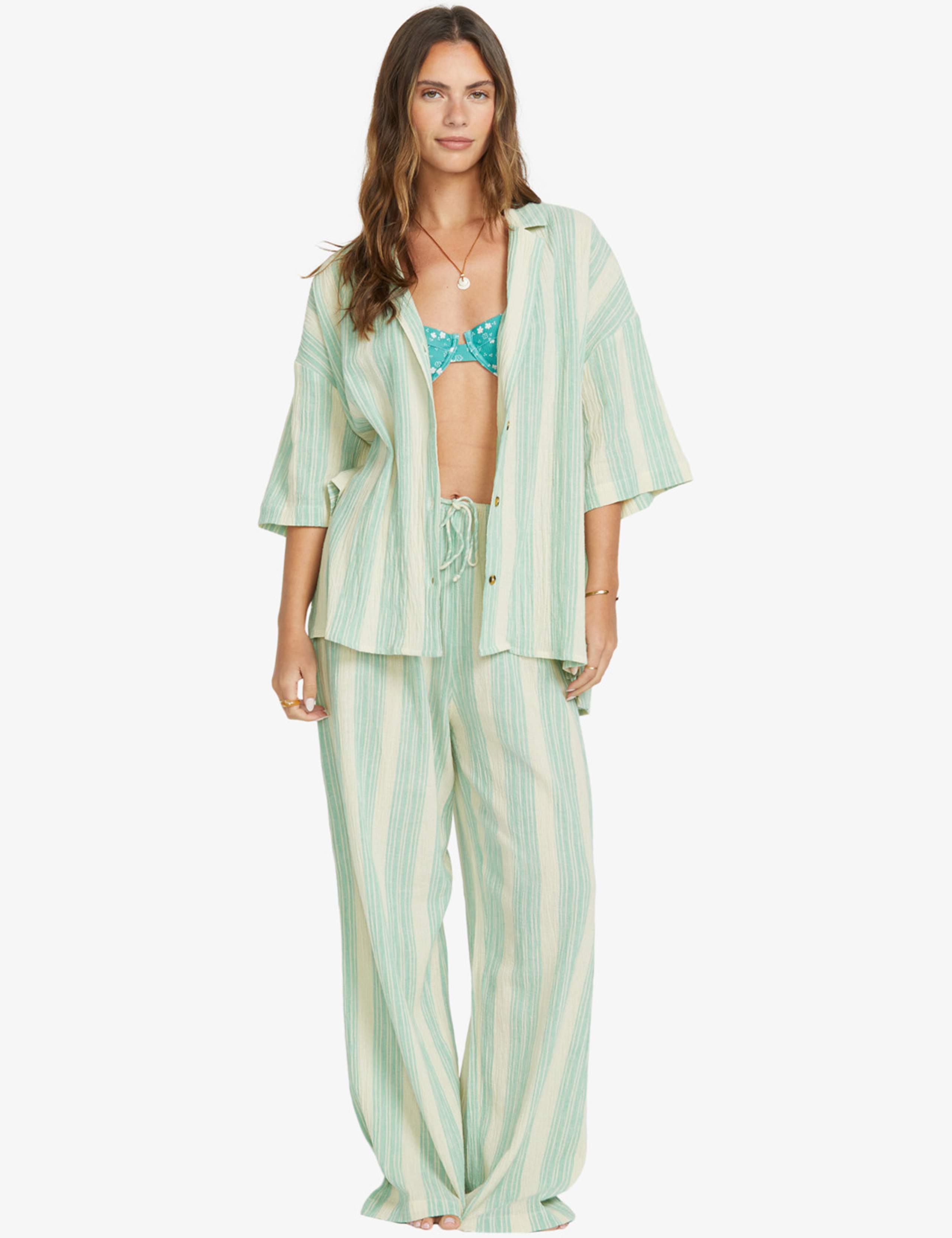 Beach Side Striped Collared Beach Shirt 2 of 4