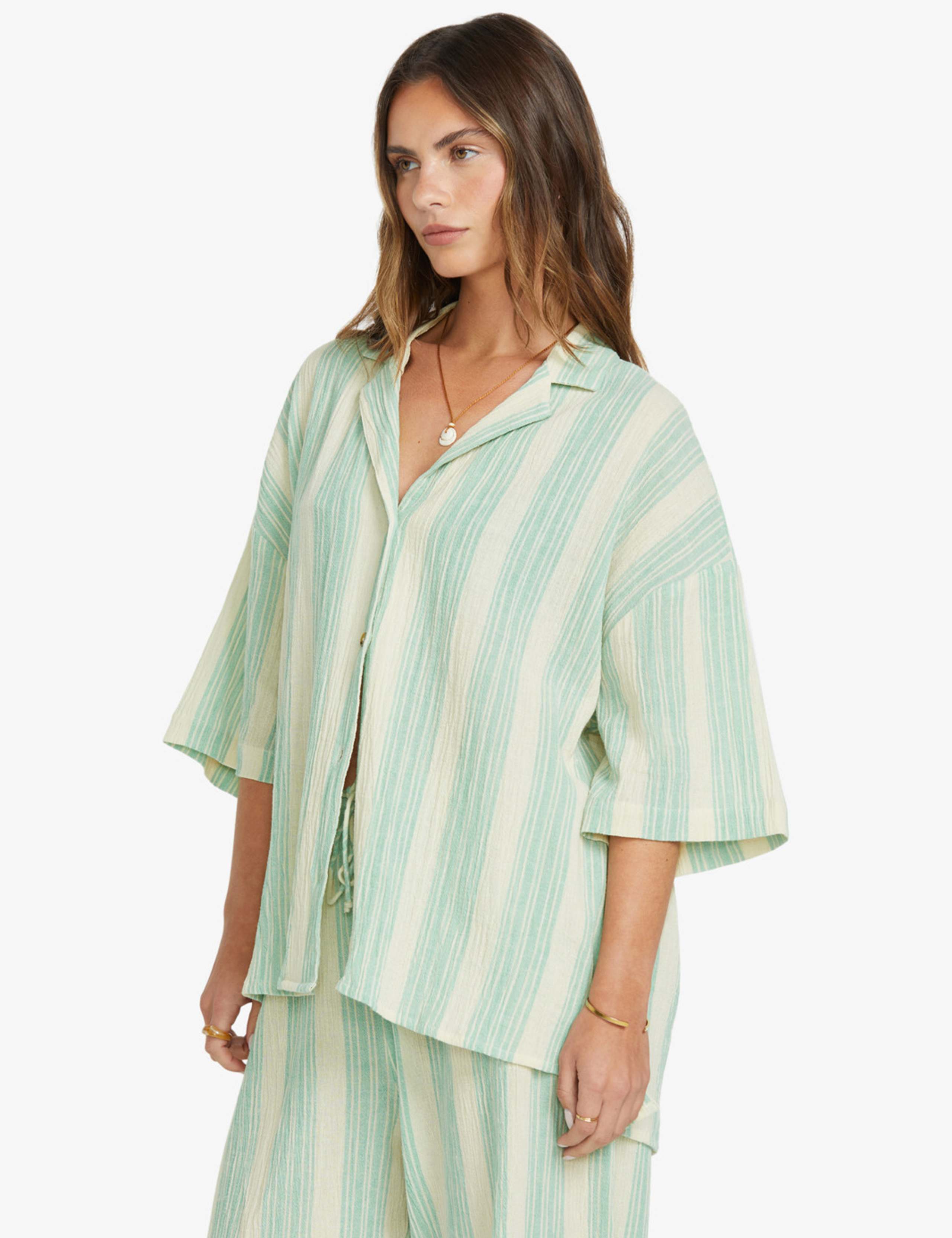 Beach Side Striped Collared Beach Shirt 4 of 4