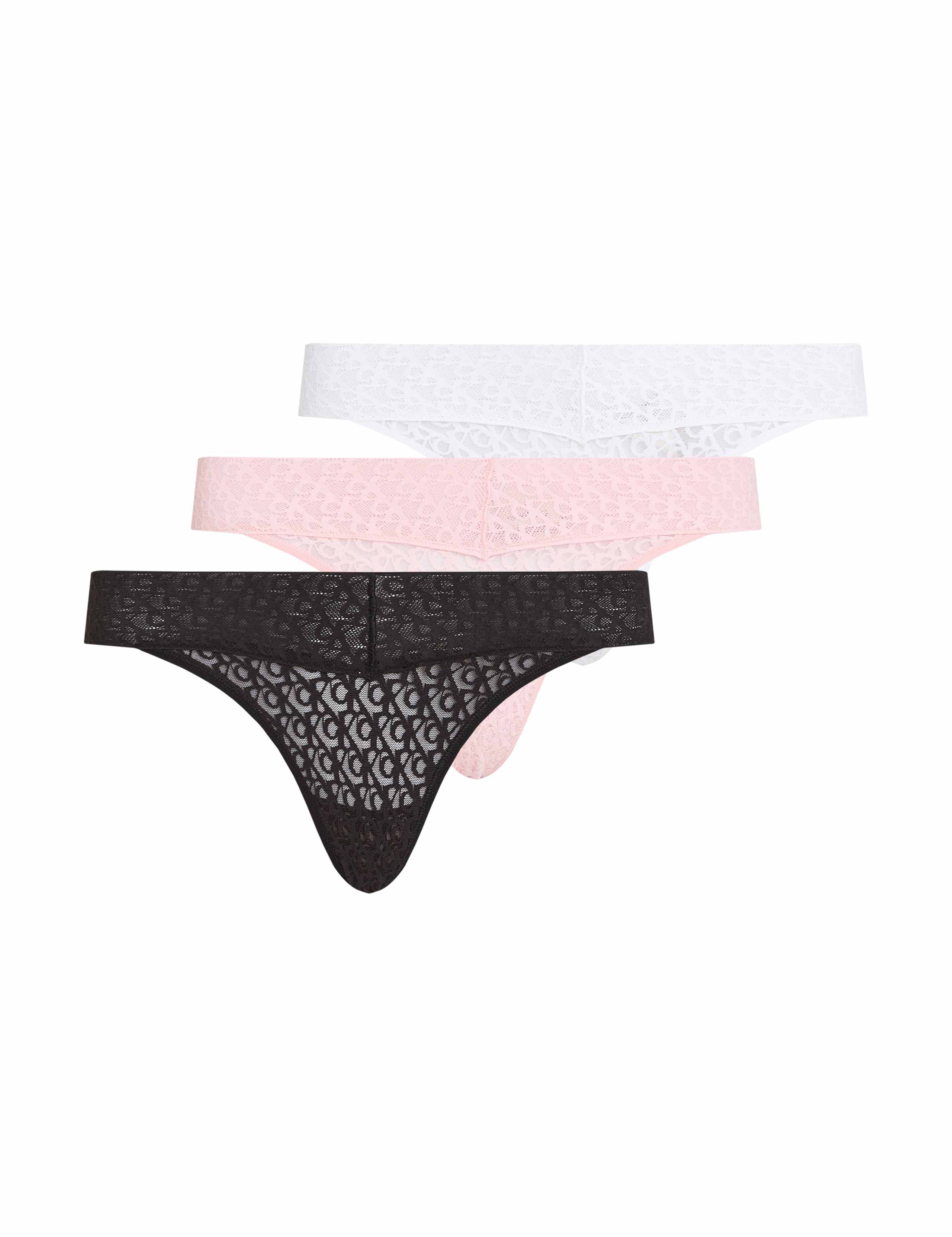 3pk Logo Lace Trim Thongs 1 of 5