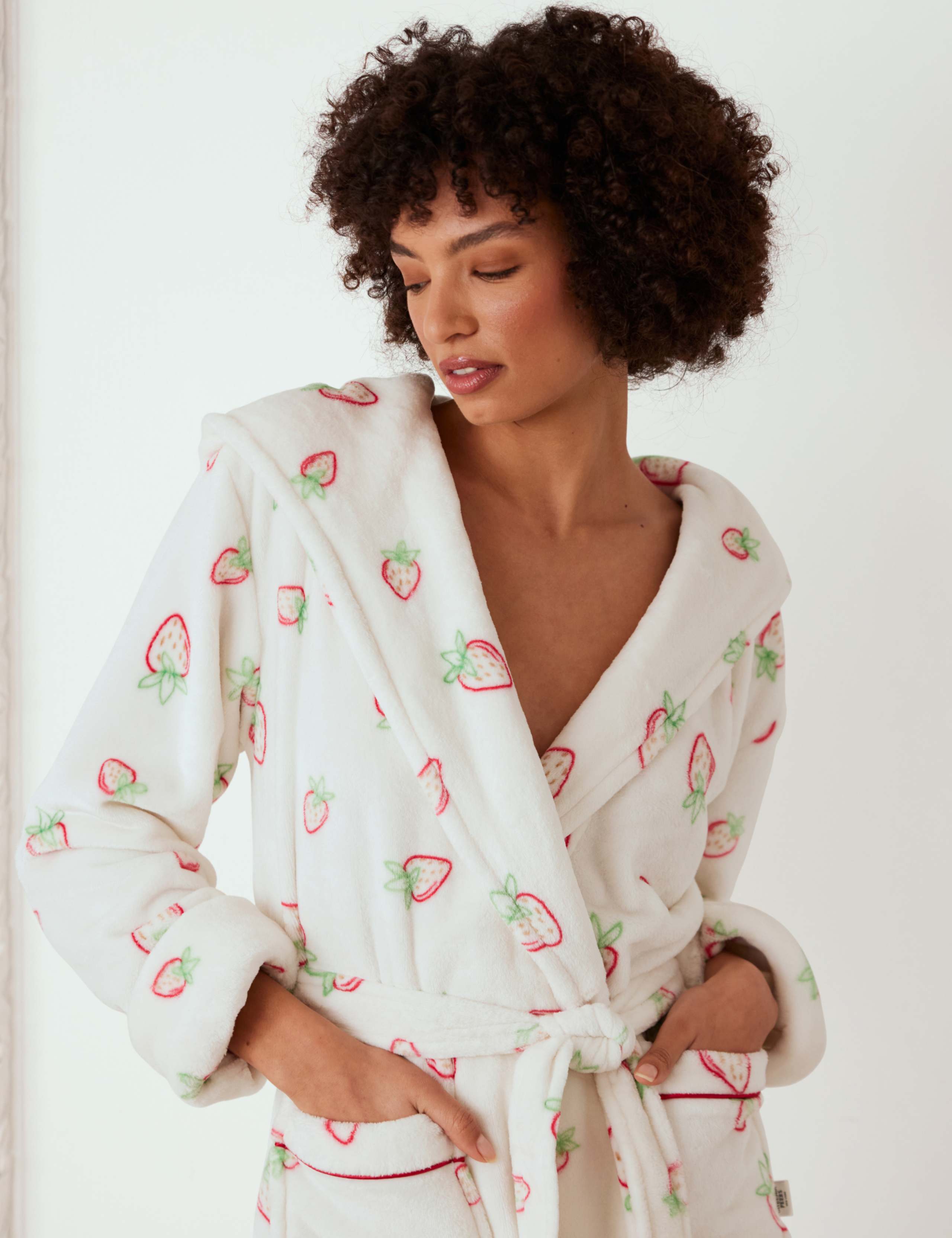Fleece Strawberry Print Dressing Gown 2 of 3