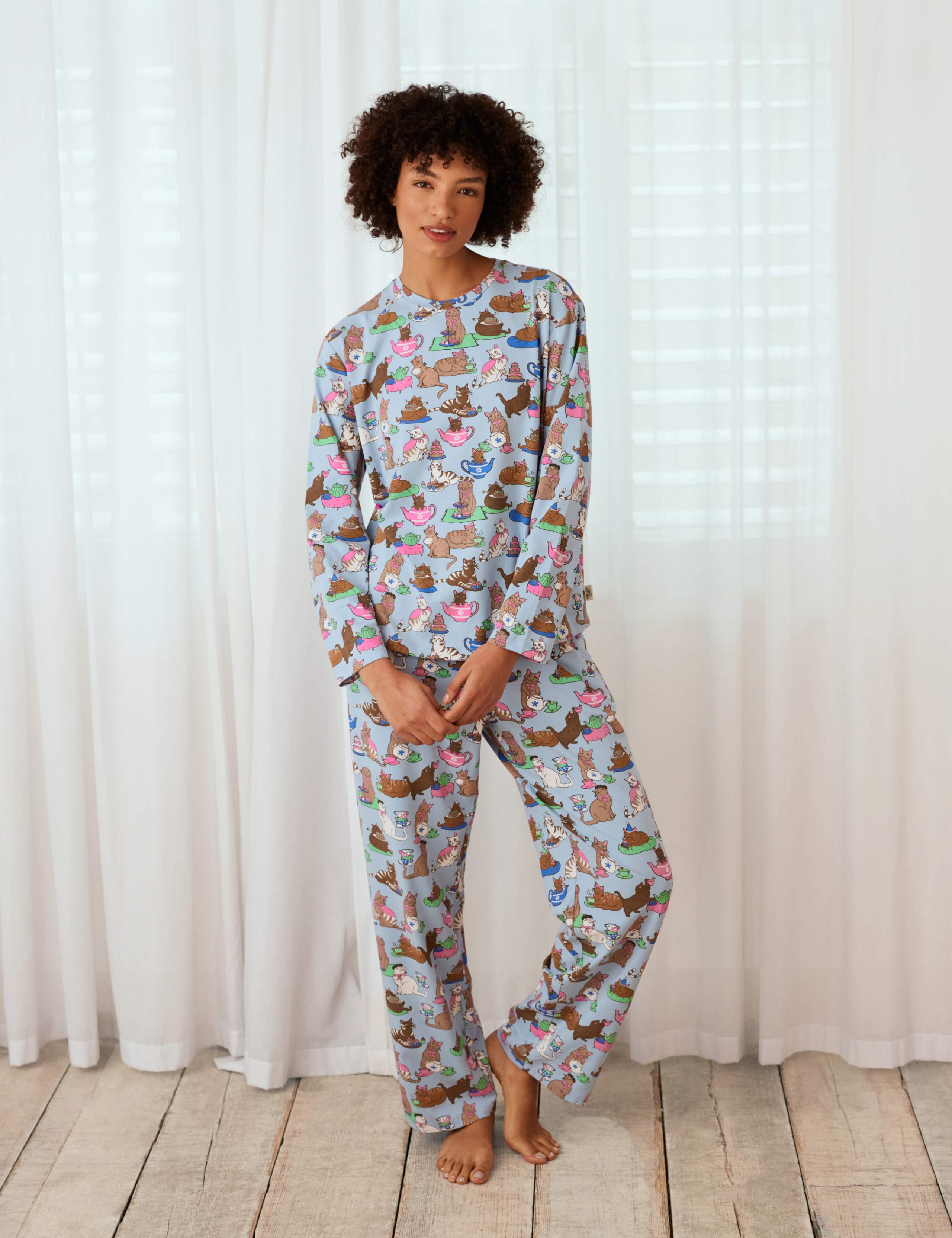 Cat Print Pyjama Set 1 of 5