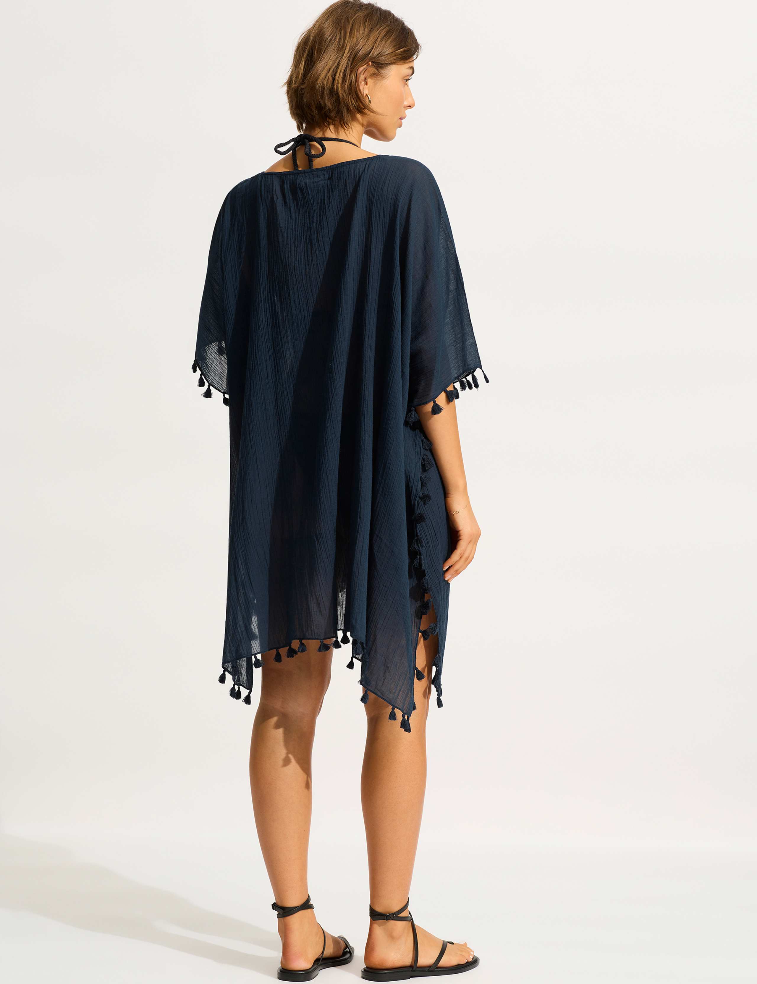 Amnesia Pure Cotton Tassel Beach Cover Up Kaftan 3 of 4