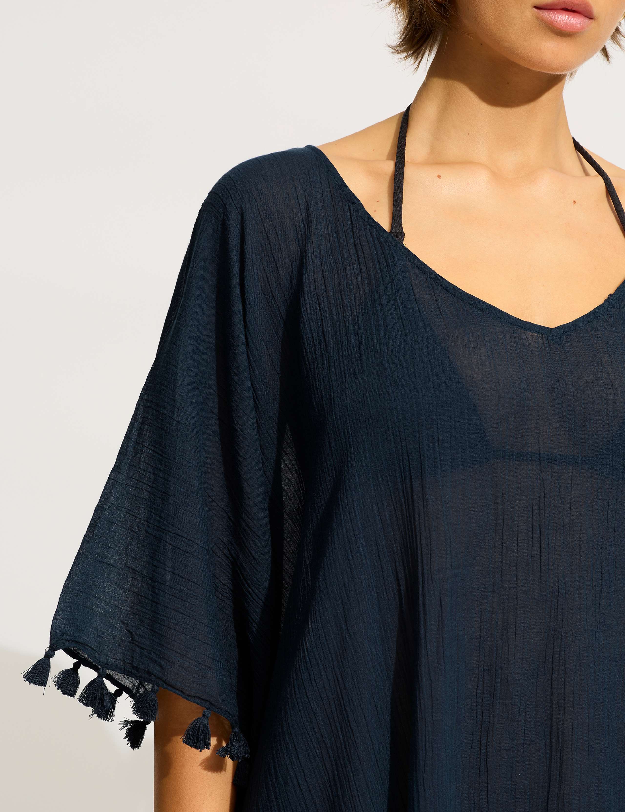 Amnesia Pure Cotton Tassel Beach Cover Up Kaftan 4 of 4