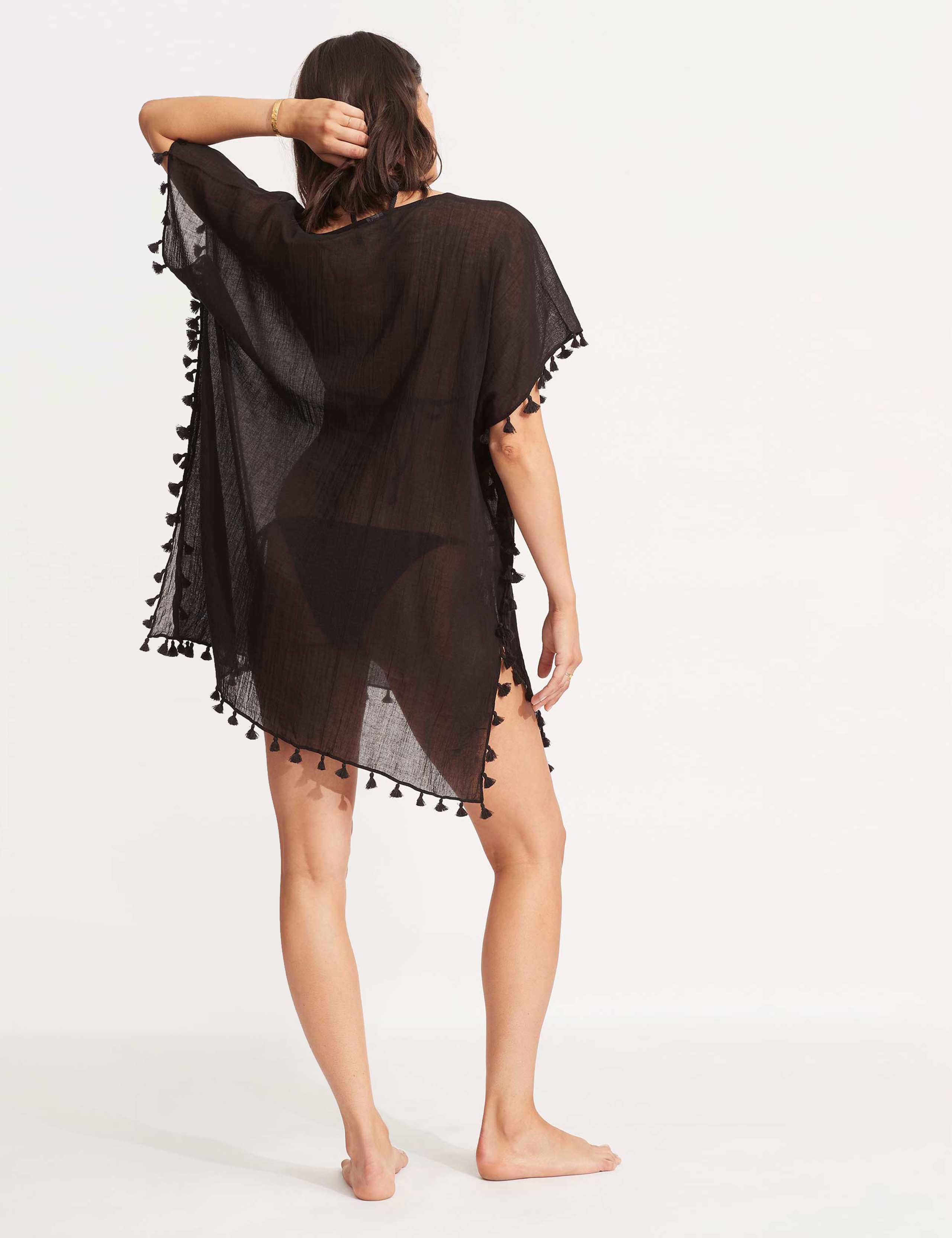 Amnesia Pure Cotton Tassel Beach Cover Up Kaftan 3 of 5