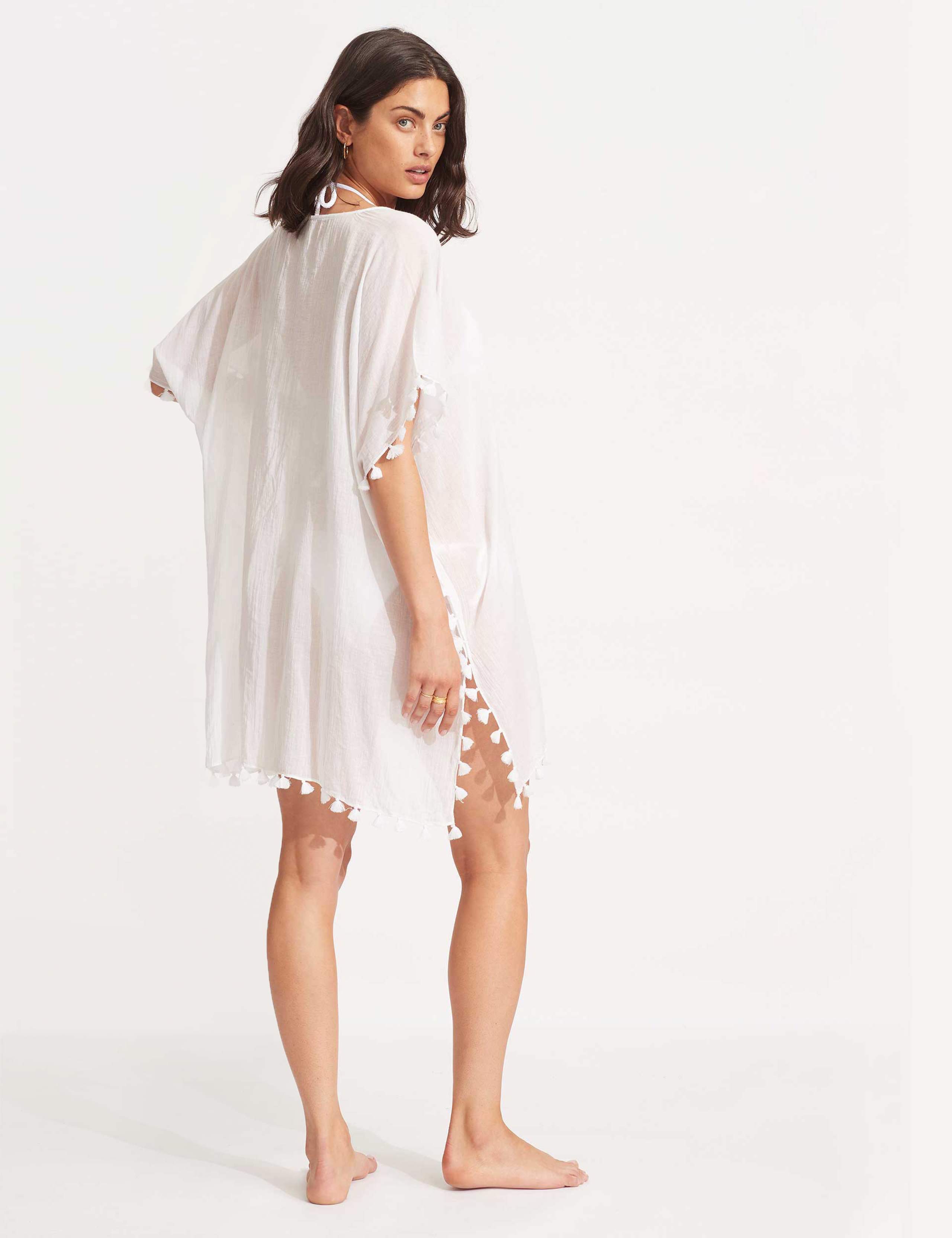 Amnesia Pure Cotton Tassel Beach Cover Up Kaftan 3 of 5
