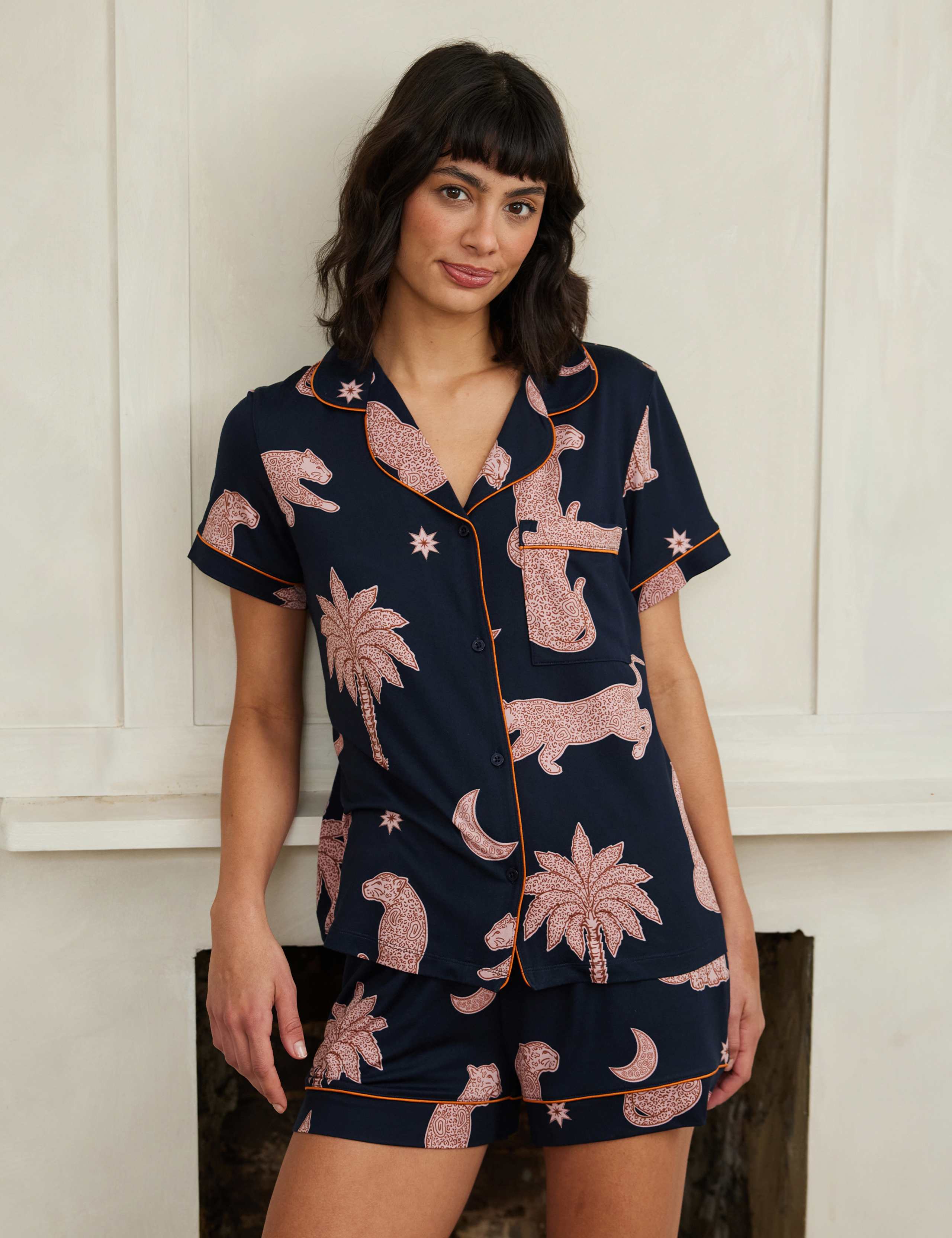 Leopard and Palm Tree Printed Shortie Set 2 of 5