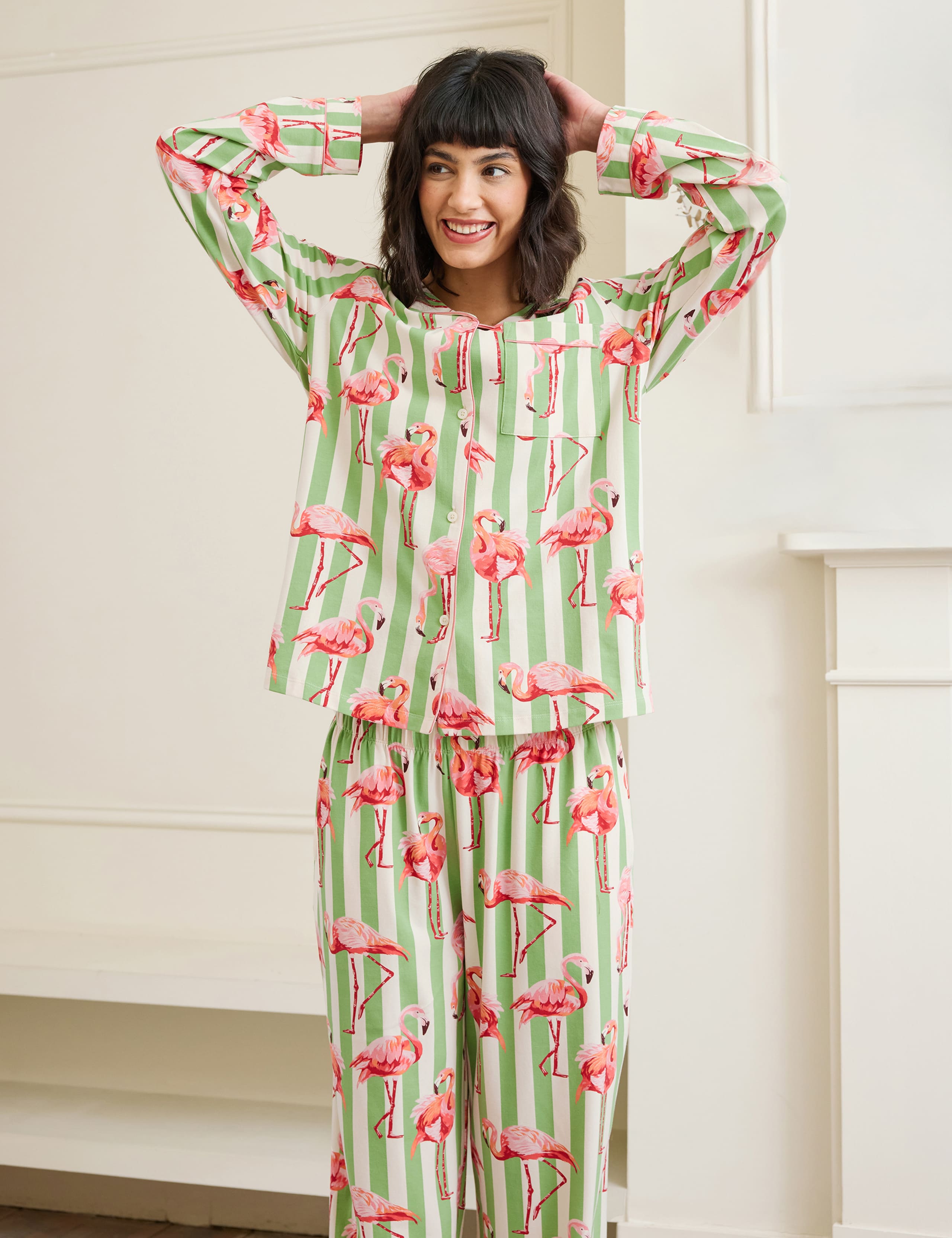 Cotton Rich Flamingo Striped Pyjama Set 3 of 5