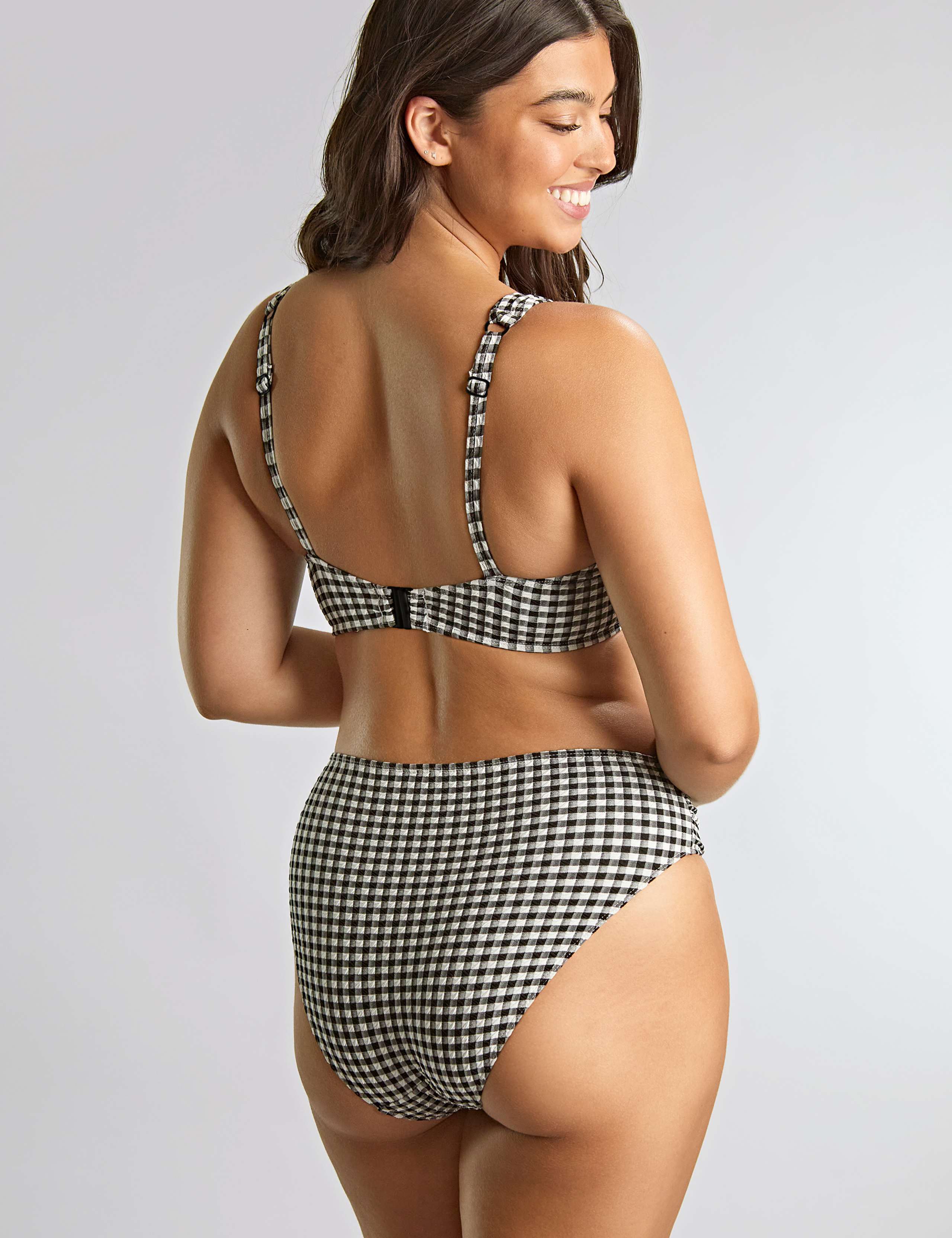 Gingham Textured Ruched Bikini Bottoms 5 of 5