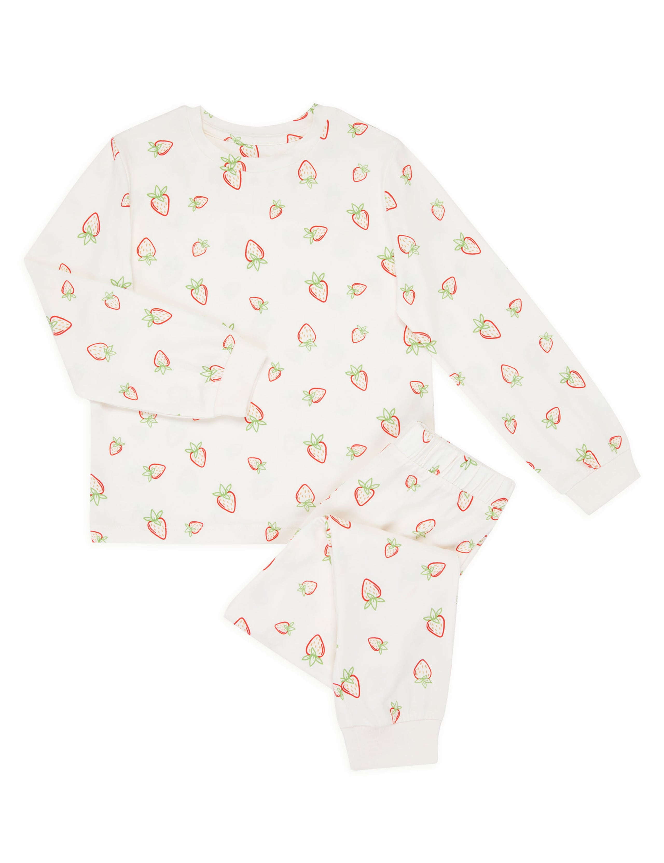 Cotton Rich Strawberry Print Pyjamas (1-12 Yrs) 2 of 3