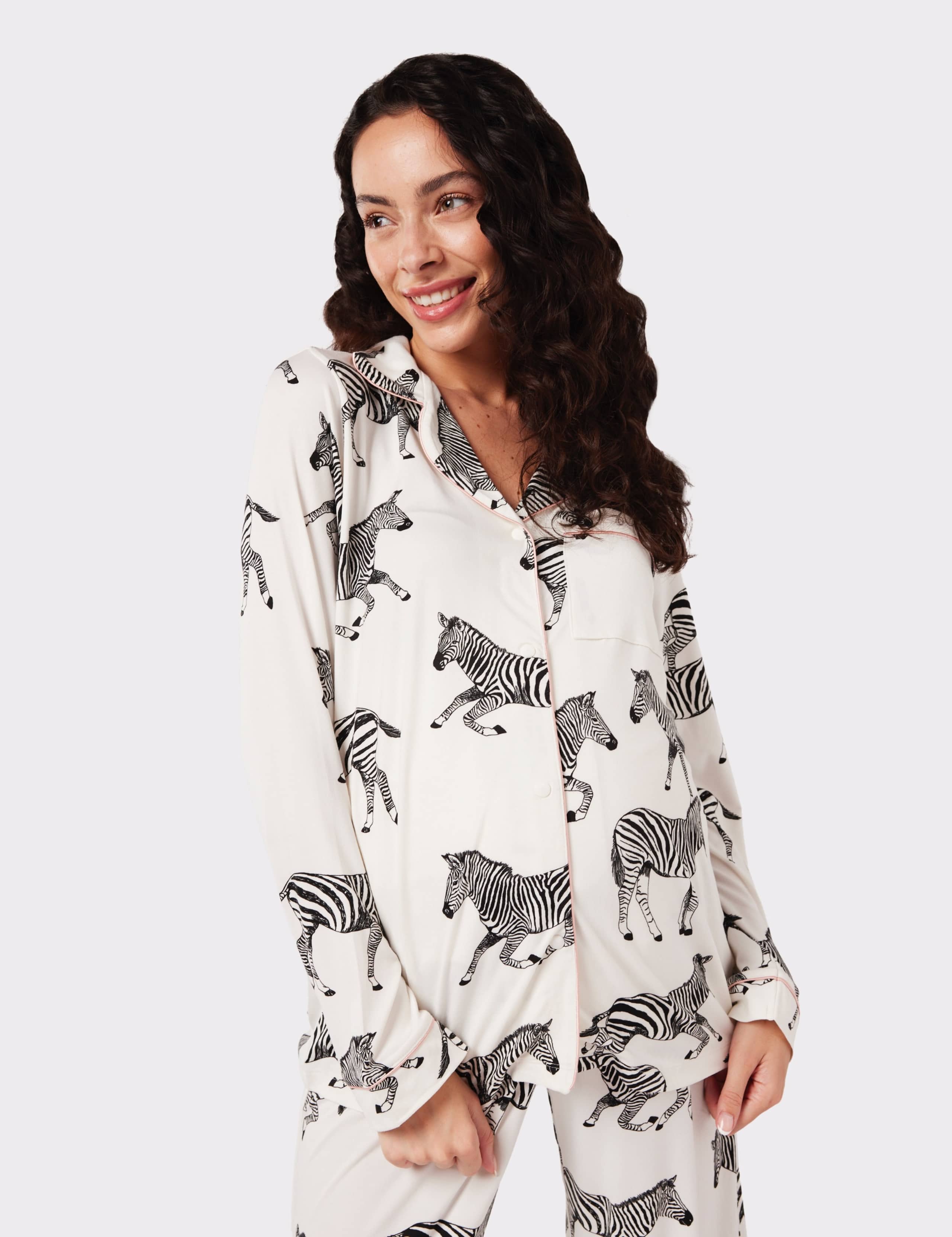 Jersey Zebra Print Maternity Pyjama Set 4 of 5