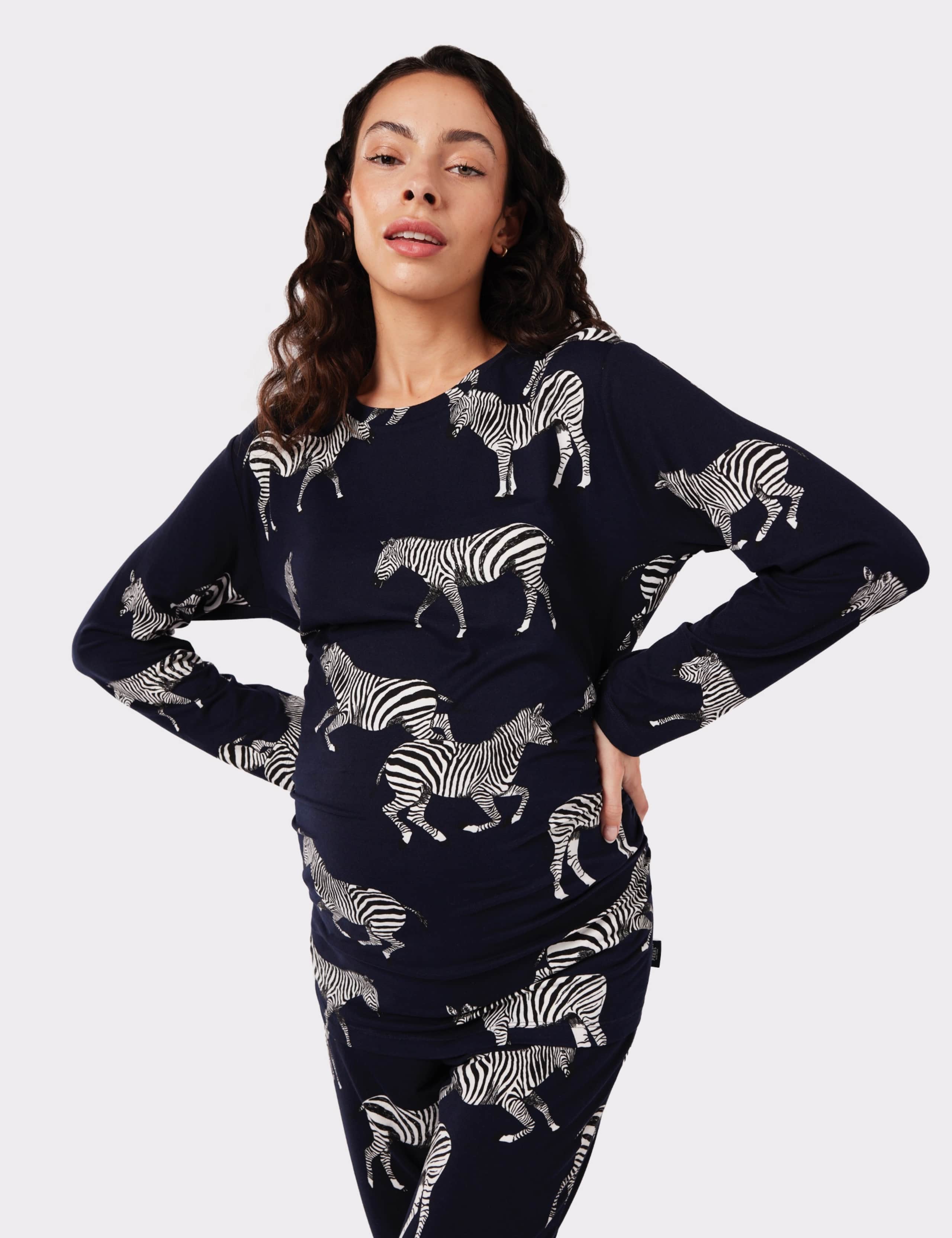 Jersey Zebra Print Crew Neck Maternity Pyjama Set 3 of 5