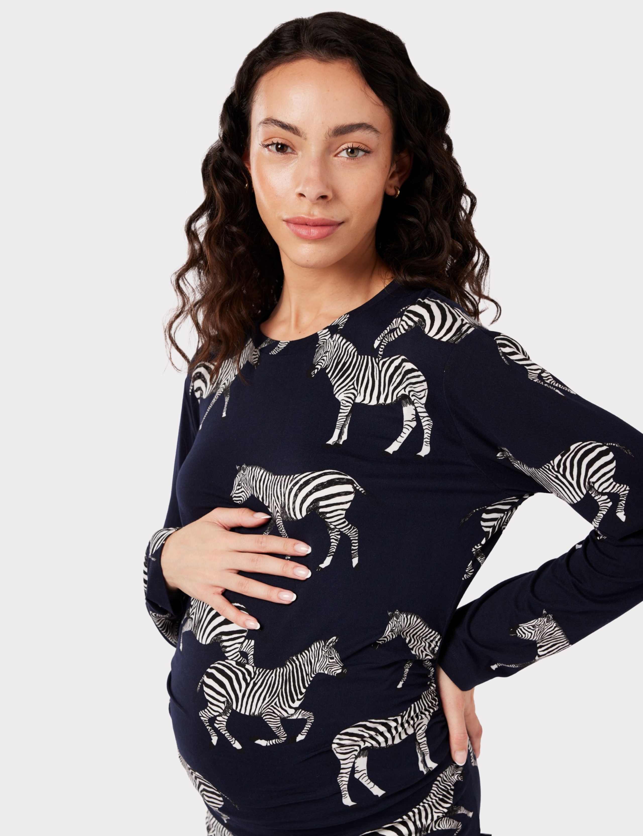 Jersey Zebra Print Crew Neck Maternity Pyjama Set 4 of 5