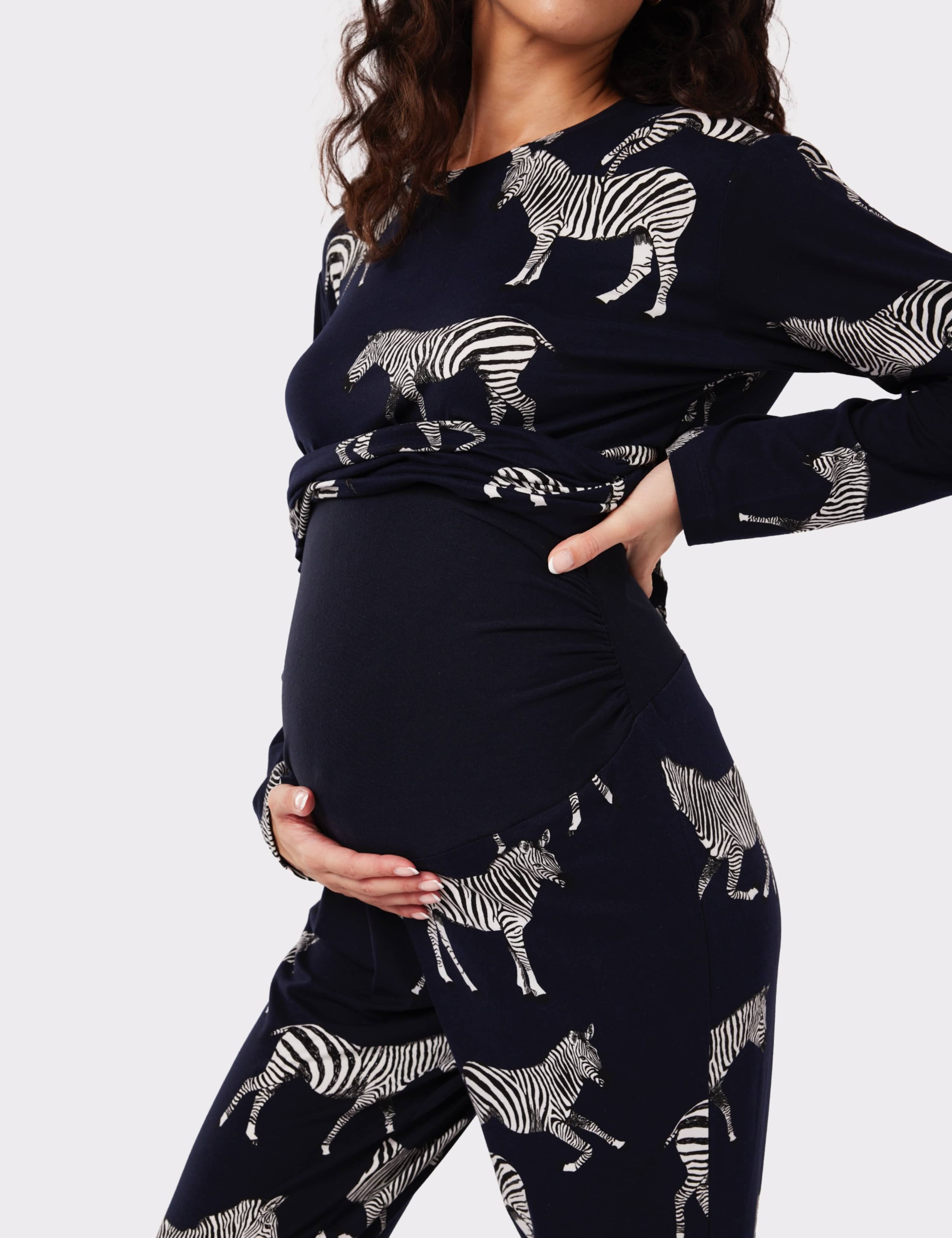 Jersey Zebra Print Crew Neck Maternity Pyjama Set 5 of 5
