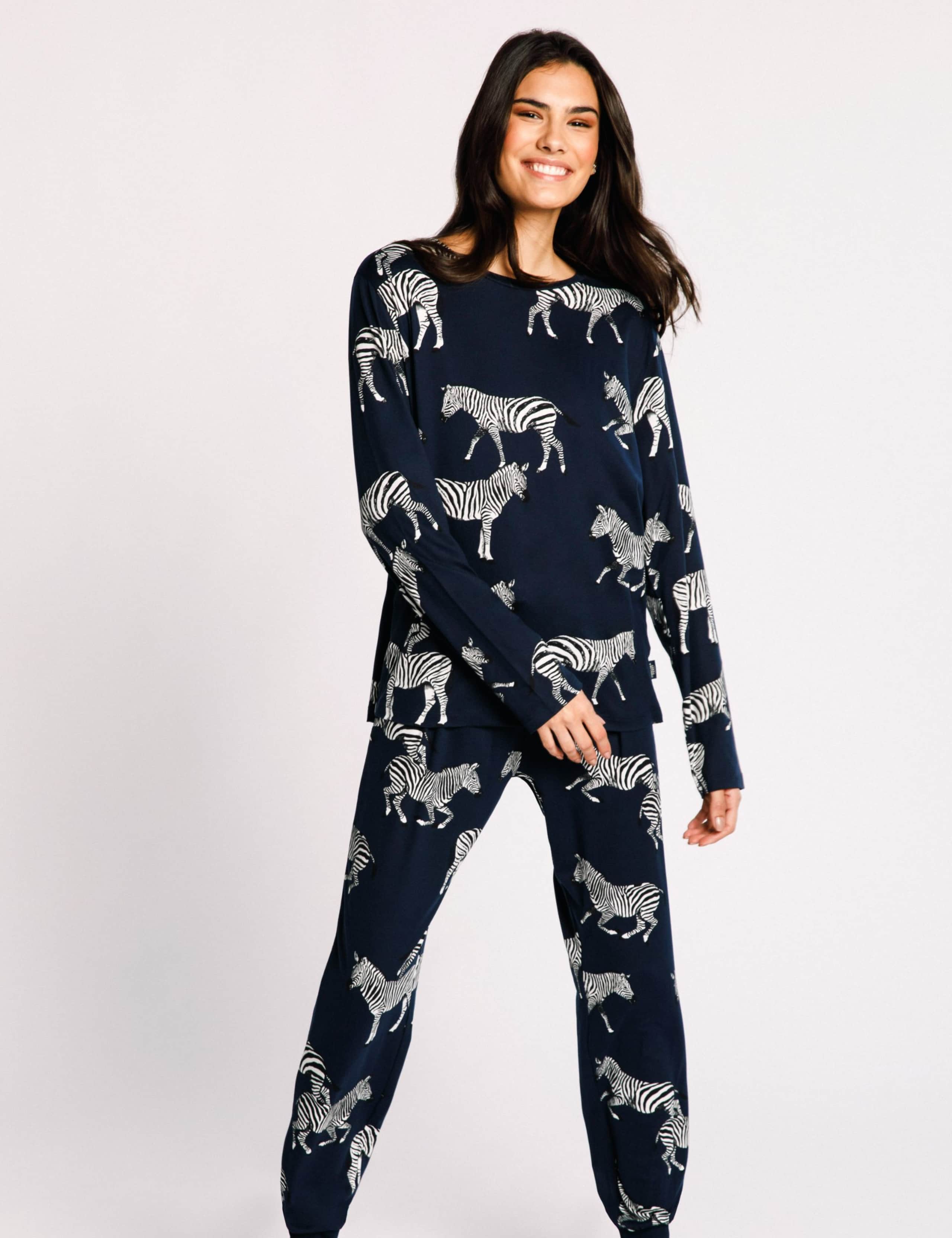 Zebra Print Crew Neck Pyjama Set 1 of 5