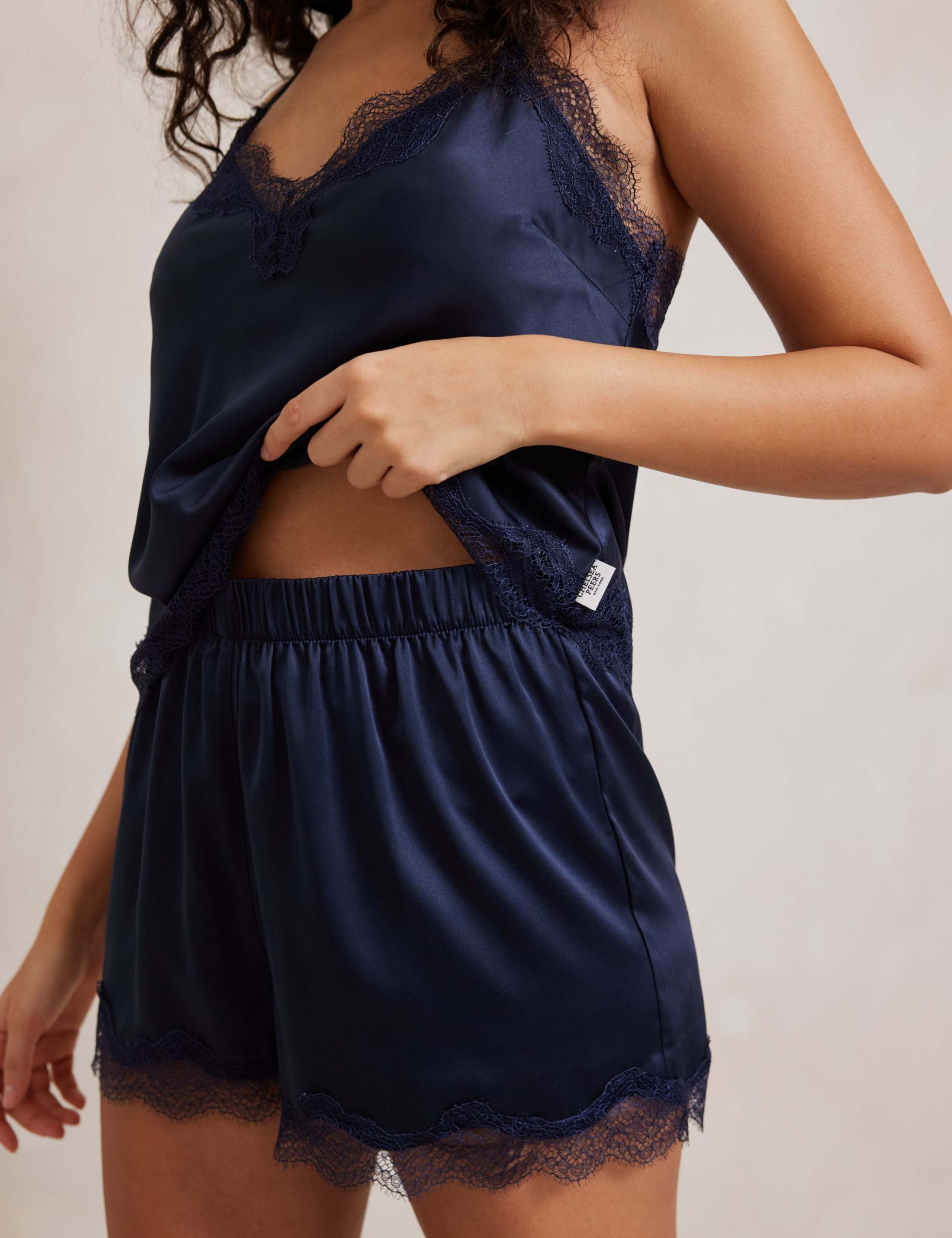 Satin Lace Trim Shortie Set 4 of 5