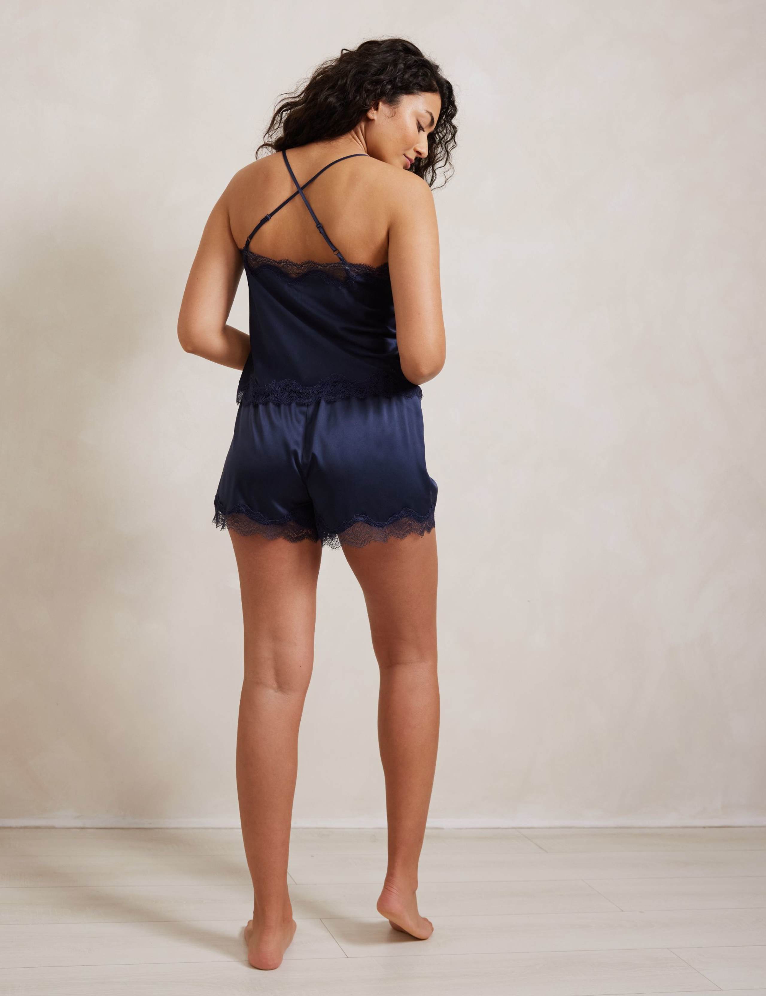 Satin Lace Trim Shortie Set 5 of 5