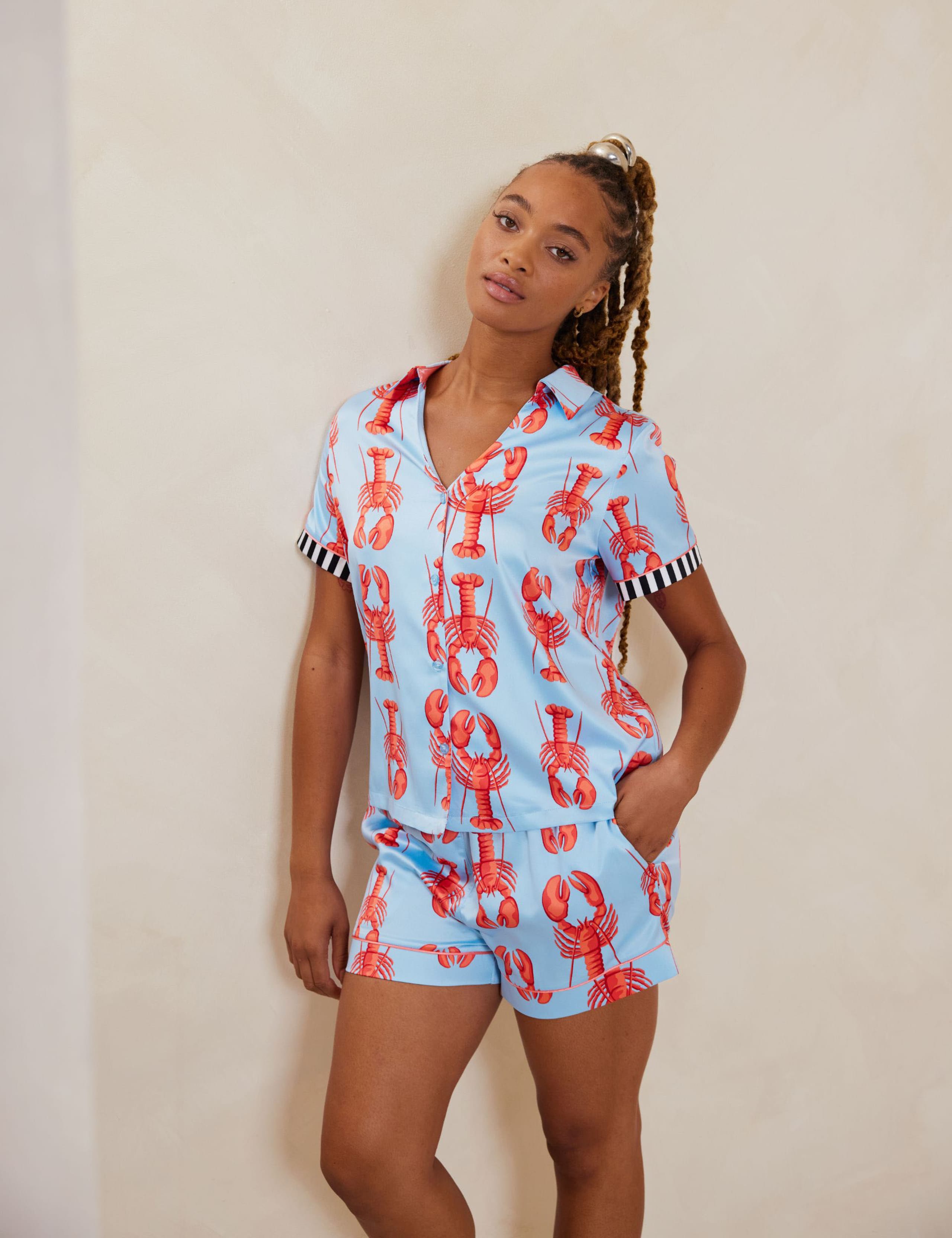 Satin Lobster Print Shortie Set 3 of 5