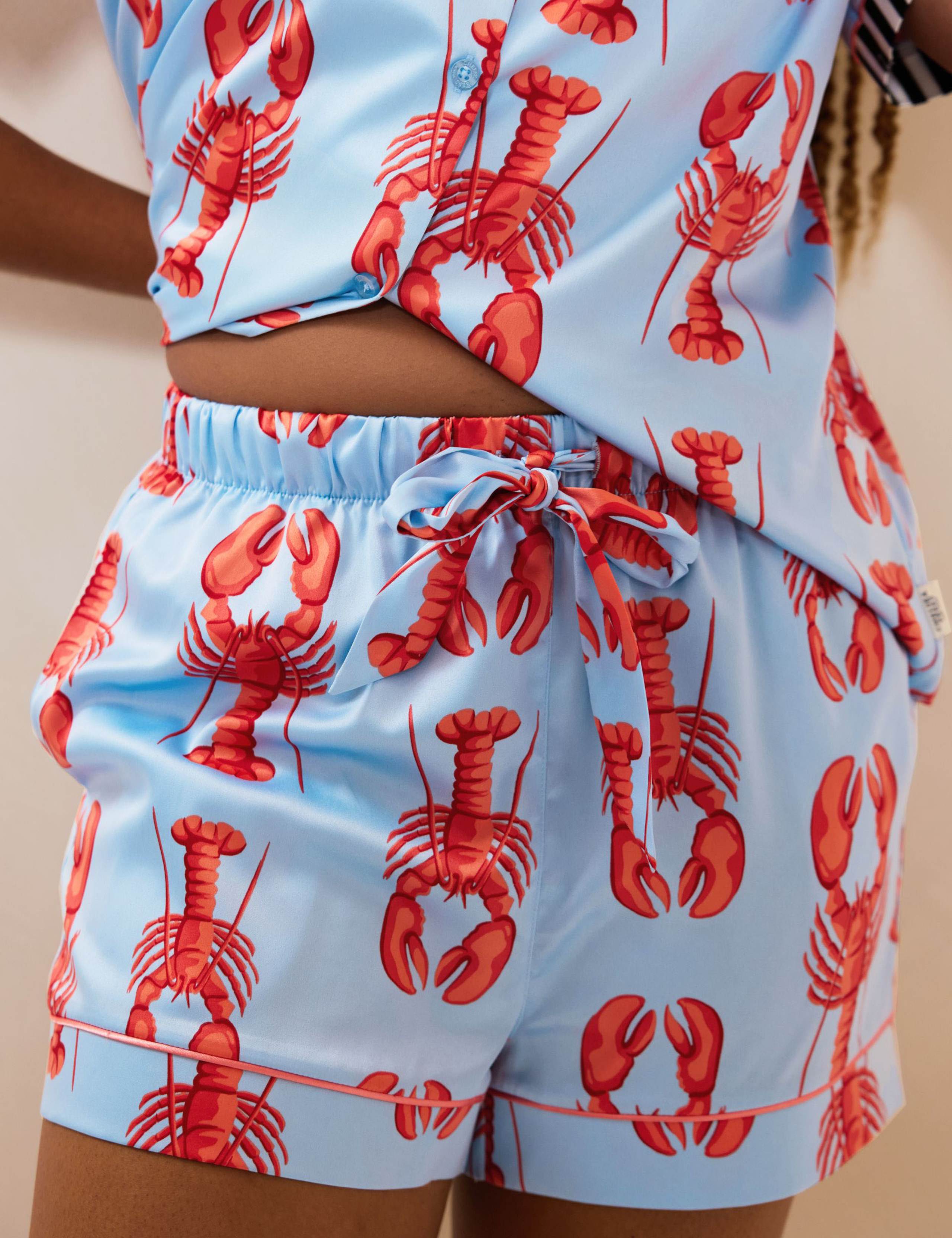 Satin Lobster Print Shortie Set 5 of 5