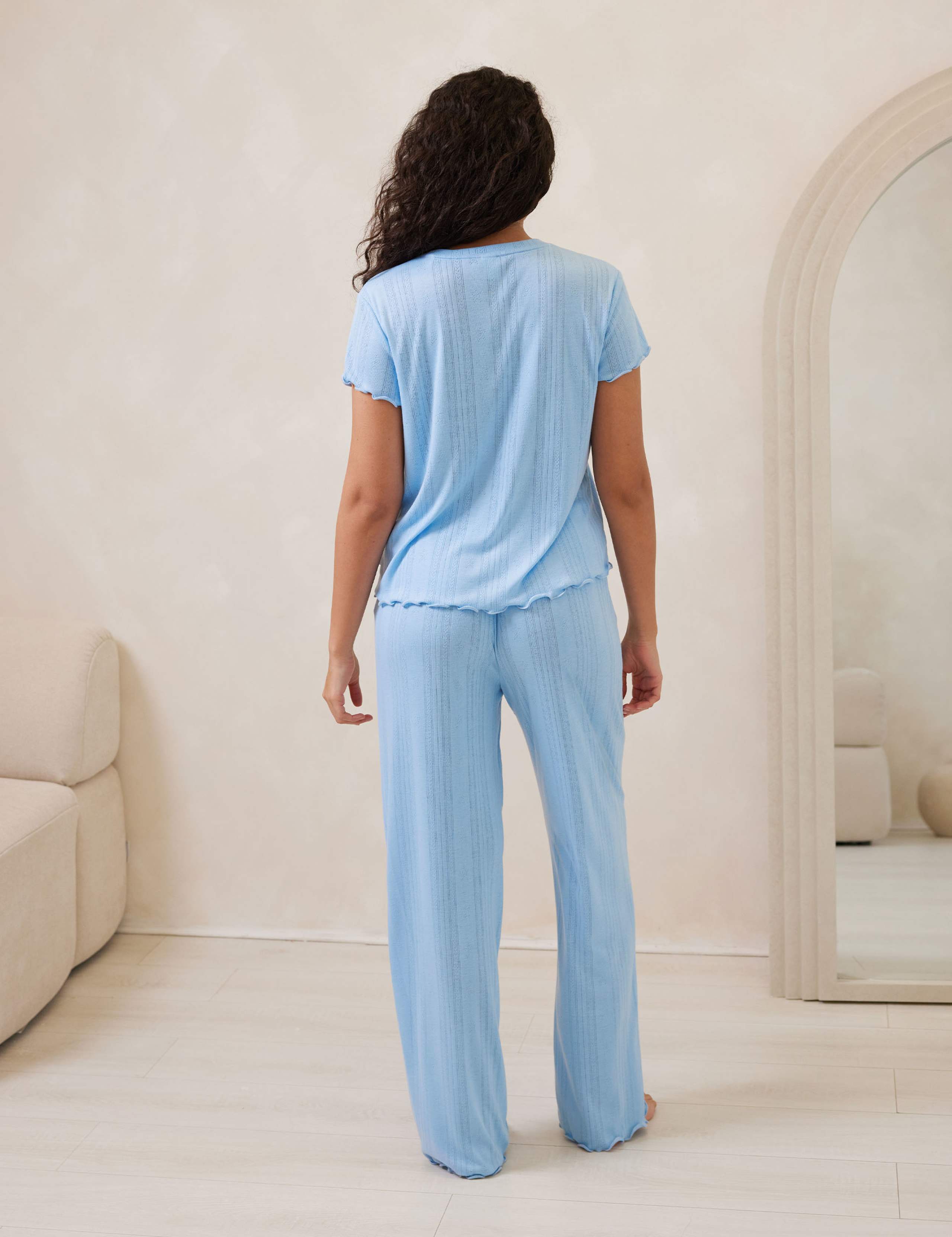 Ruffle Hem Pointelle Pyjama Set 2 of 5