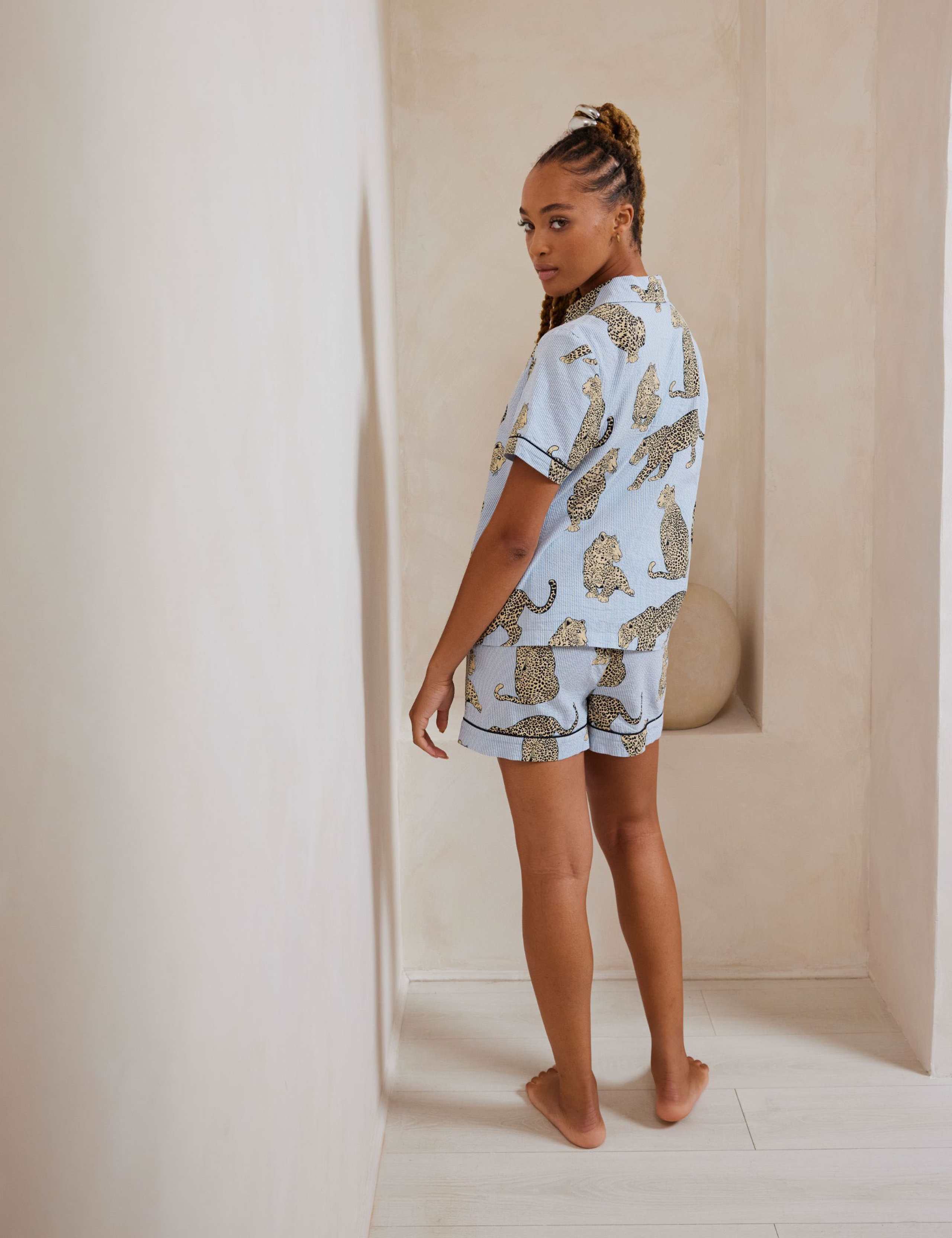 Pure Cotton Leopard Printed Pyjama Set 2 of 10