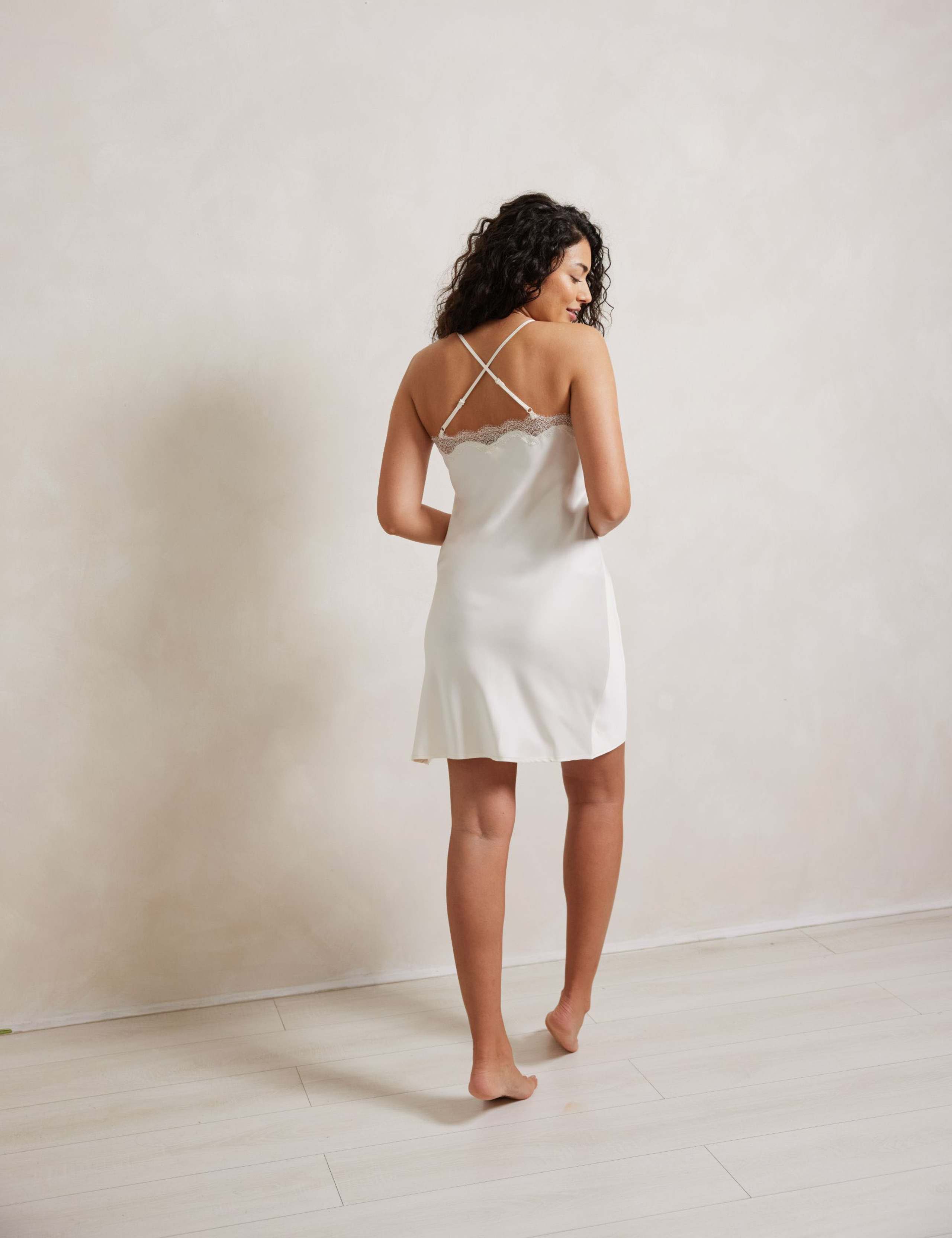 Satin Lace Trim Chemise 2 of 5