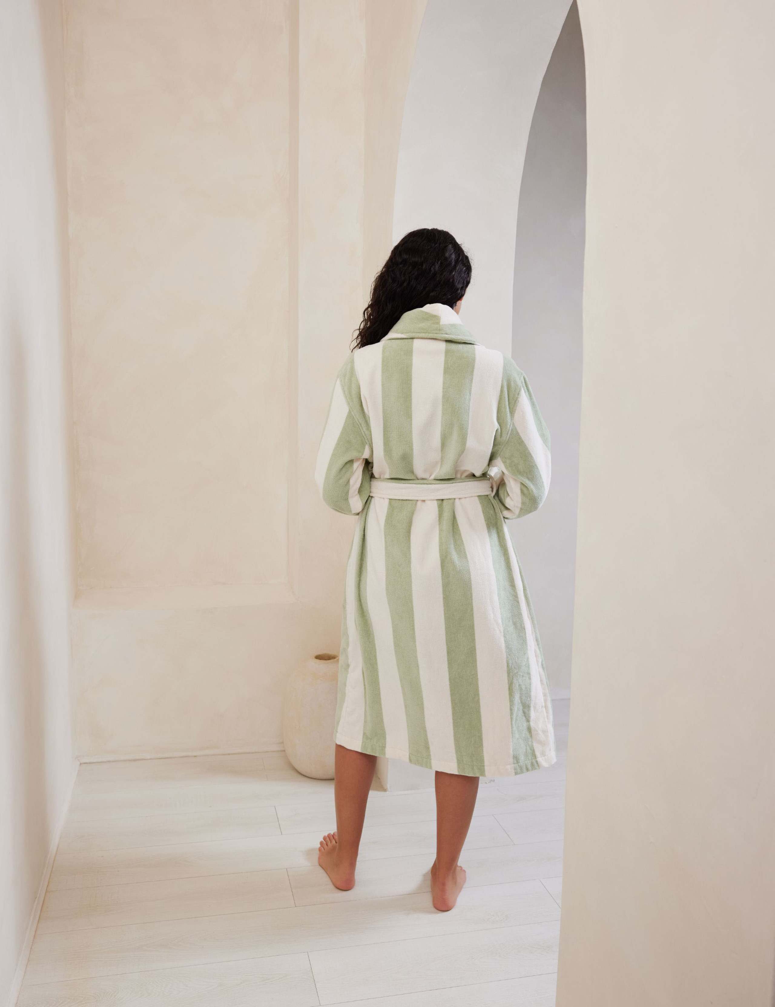 Pure Cotton Striped Towelling Dressing Gowns 2 of 5