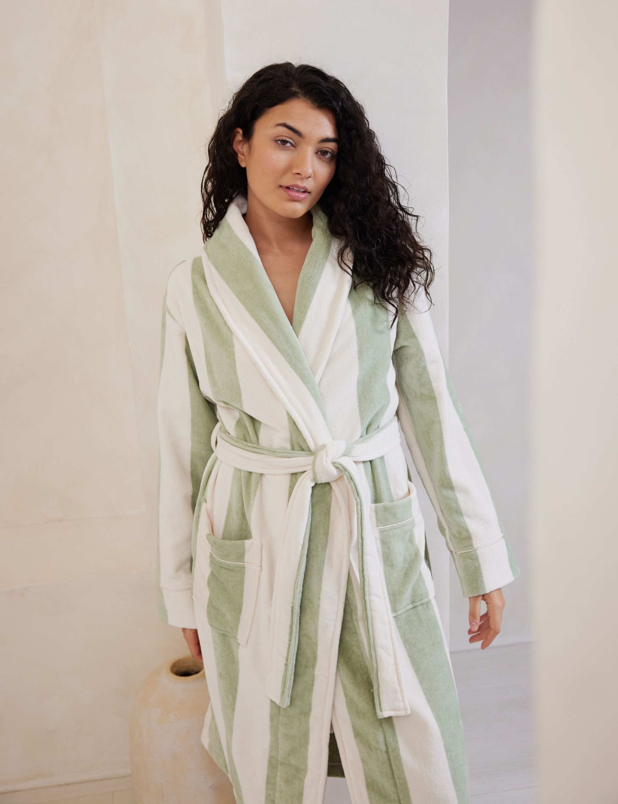 Pure Cotton Striped Towelling Dressing Gowns 3 of 5