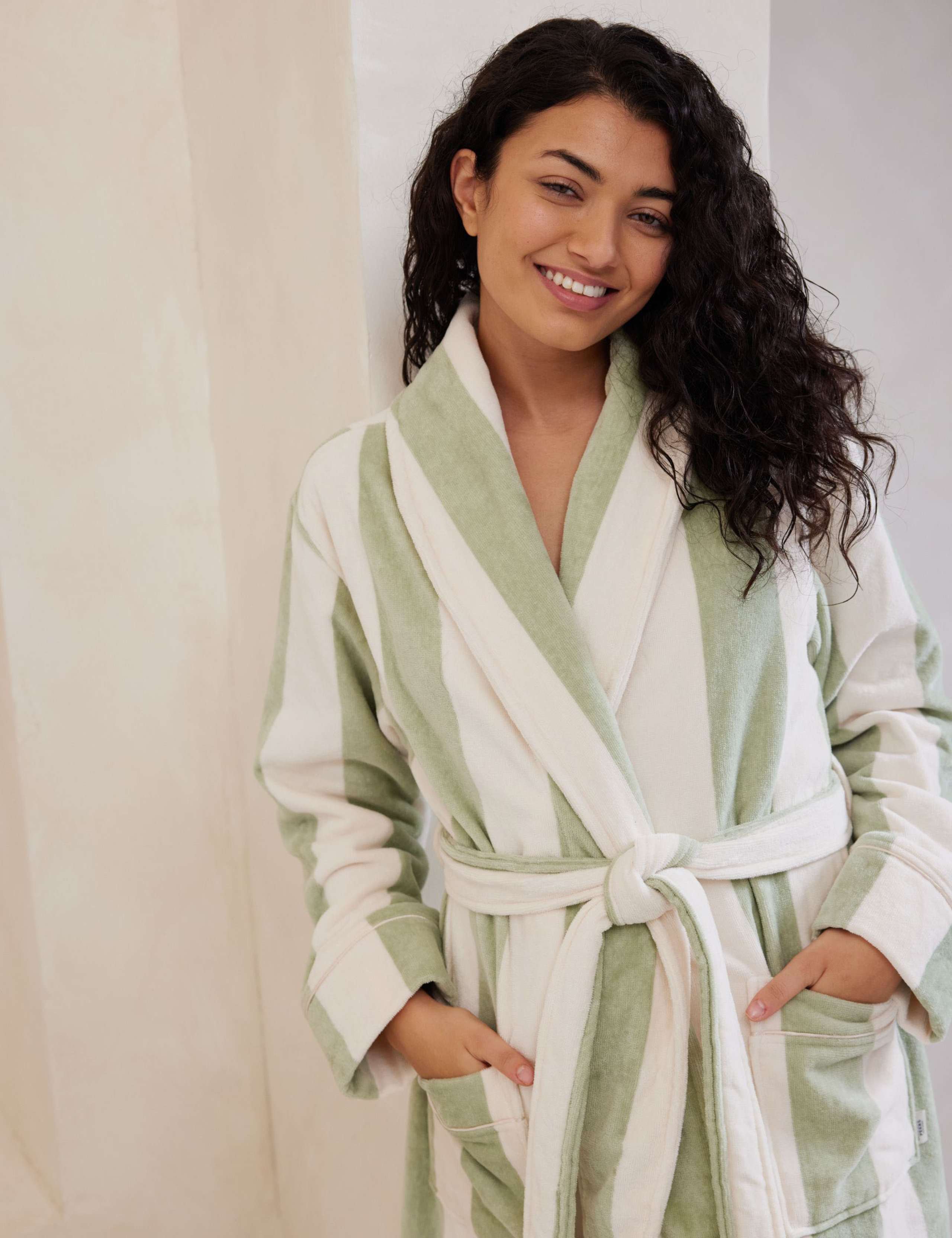 Pure Cotton Striped Towelling Dressing Gowns 4 of 5