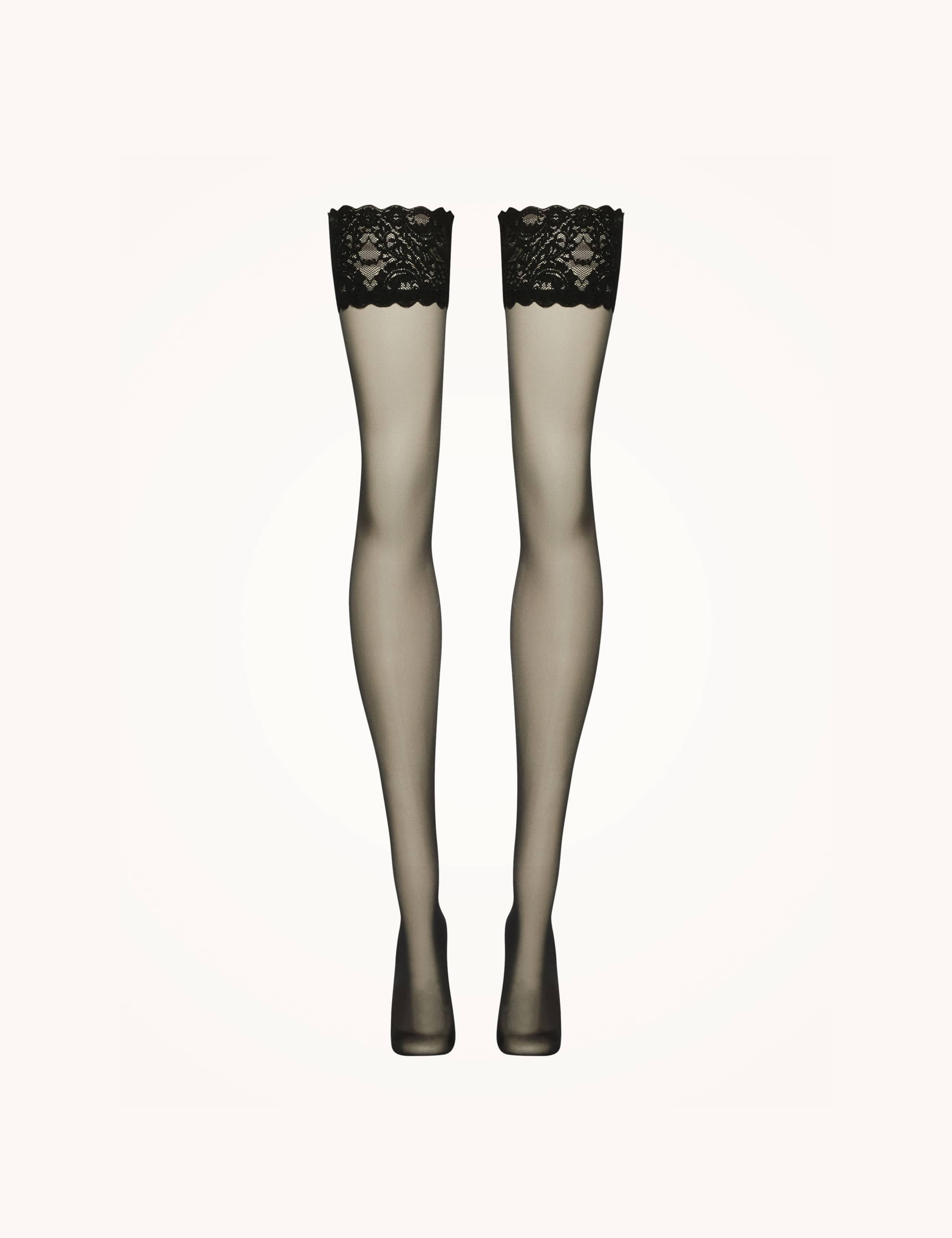 20 Denier Lace Trim Hold-Ups 2 of 3