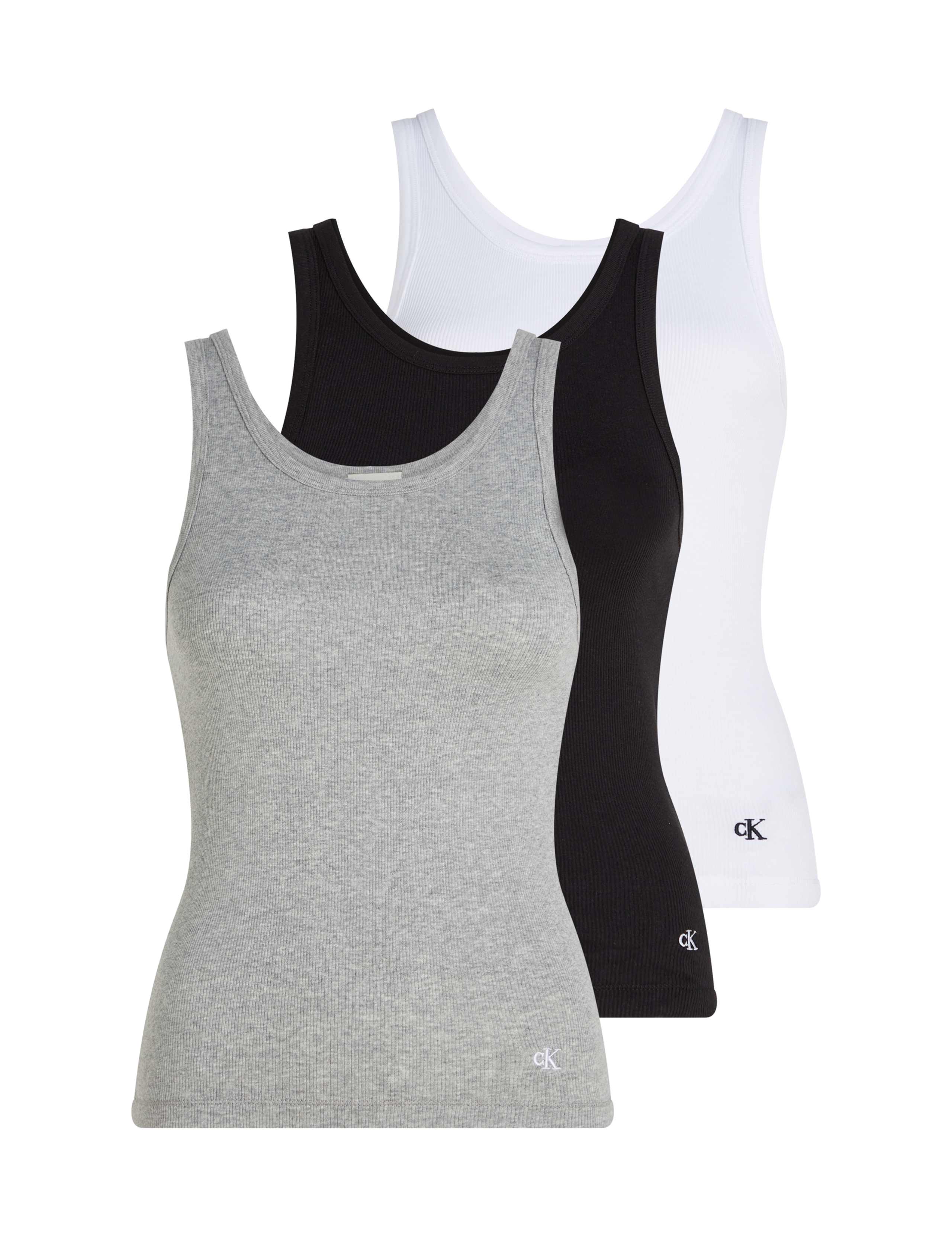 3pk Essentials Pure Cotton Rib Lounge Vests 1 of 6