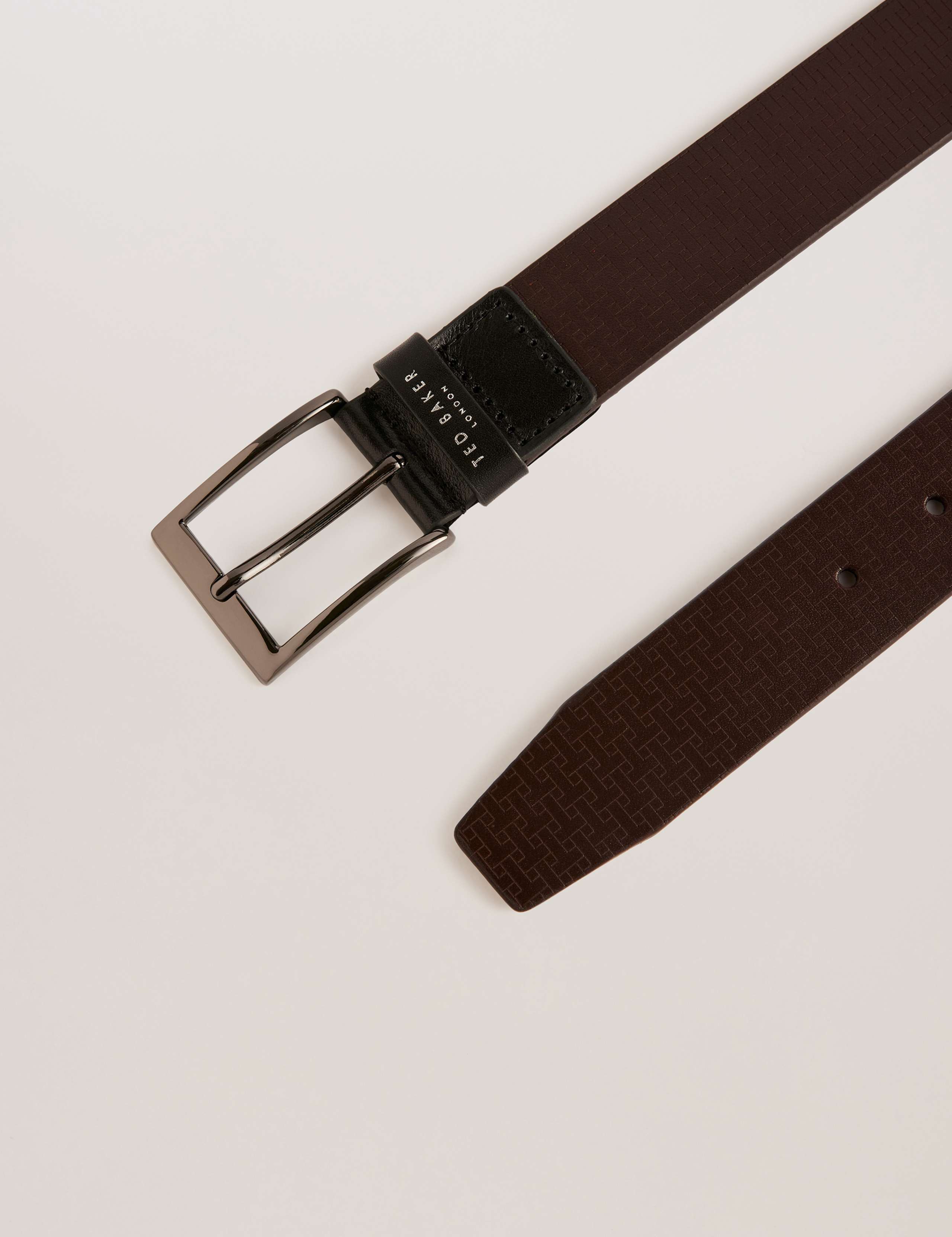 Leather Textured Rectangular Buckle Belt 3 of 3