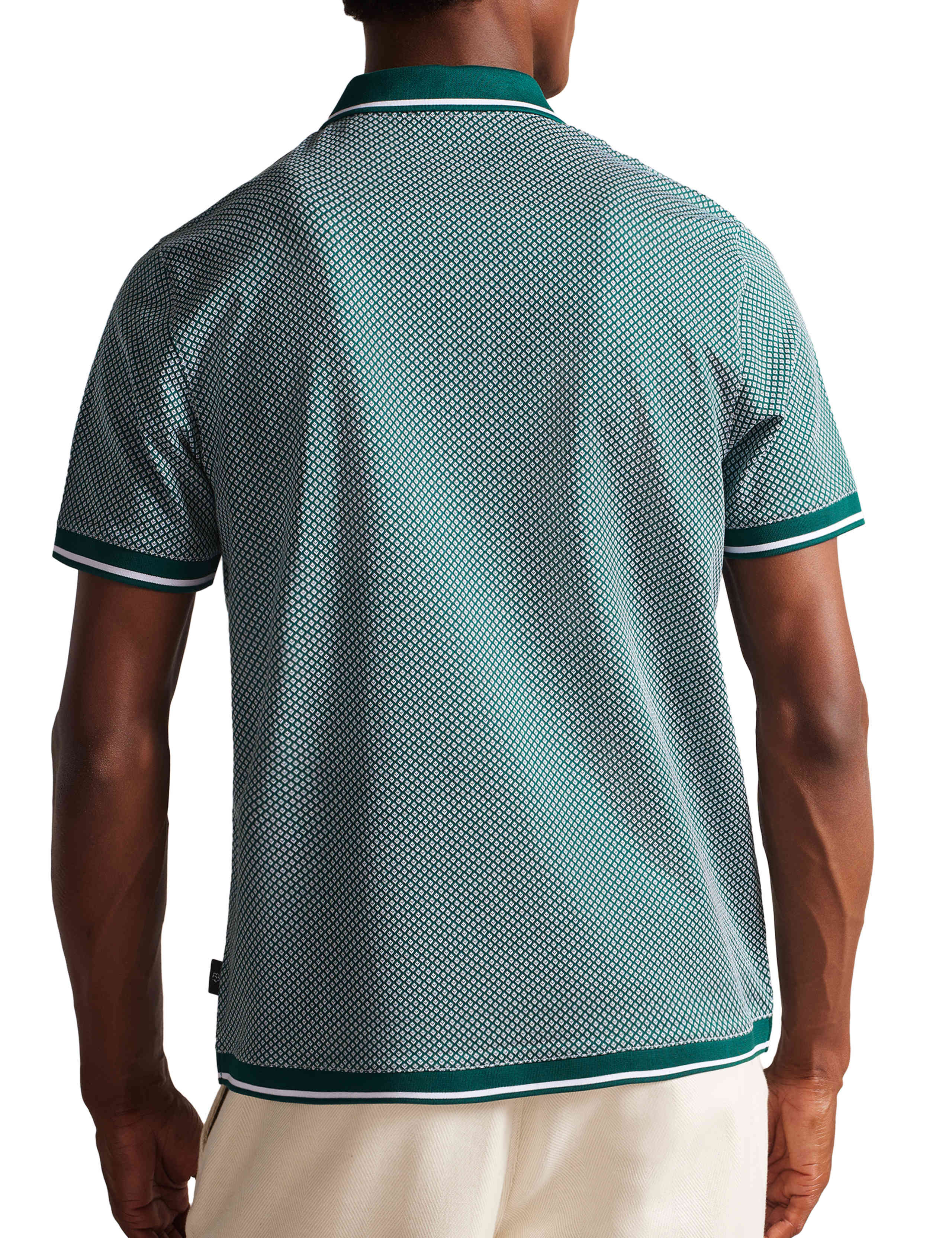 Pure Cotton Geometric Textured Polo Shirt 3 of 5