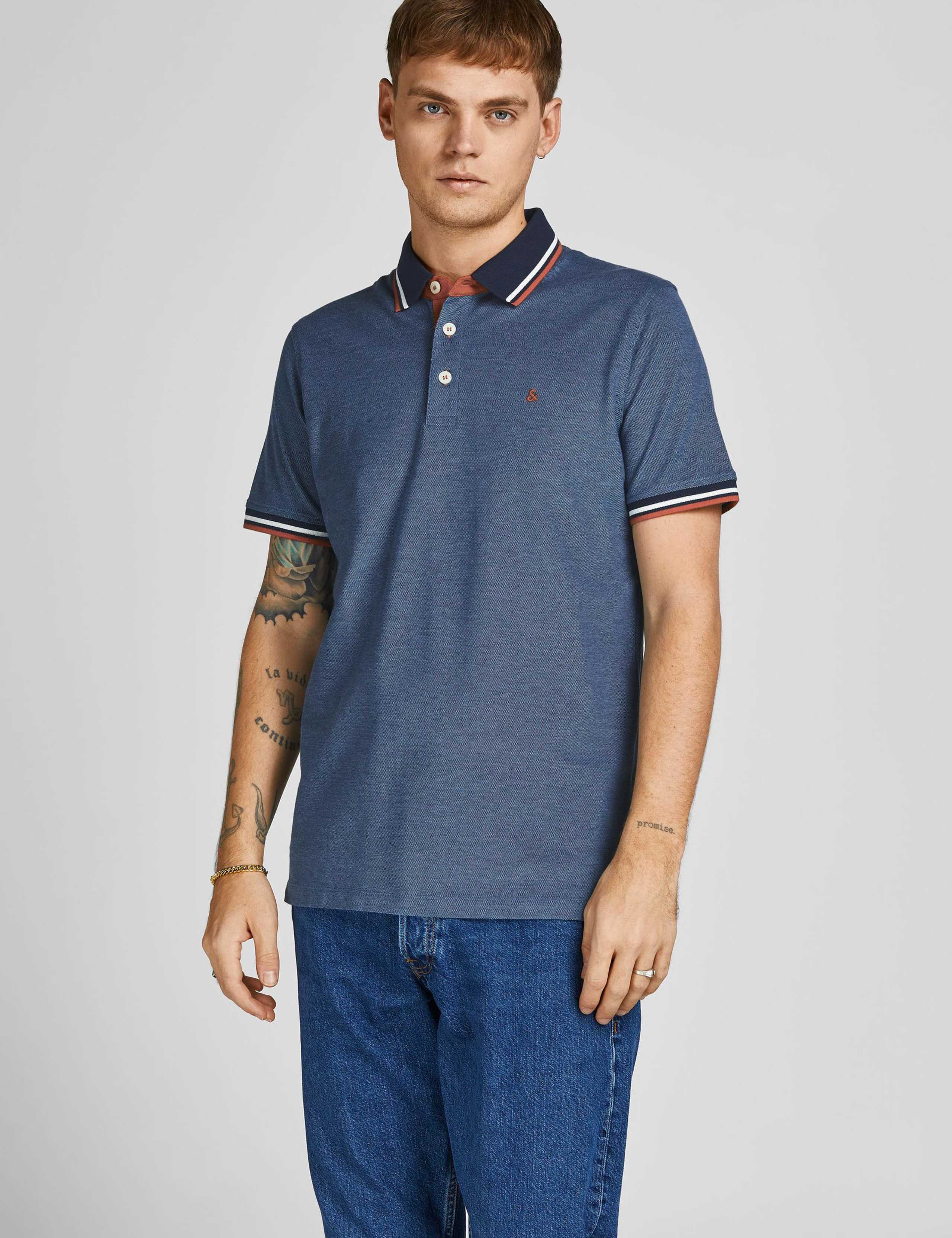 2 Pack Slim Fit Pure Cotton Tipped Polo Shirts 3 of 7