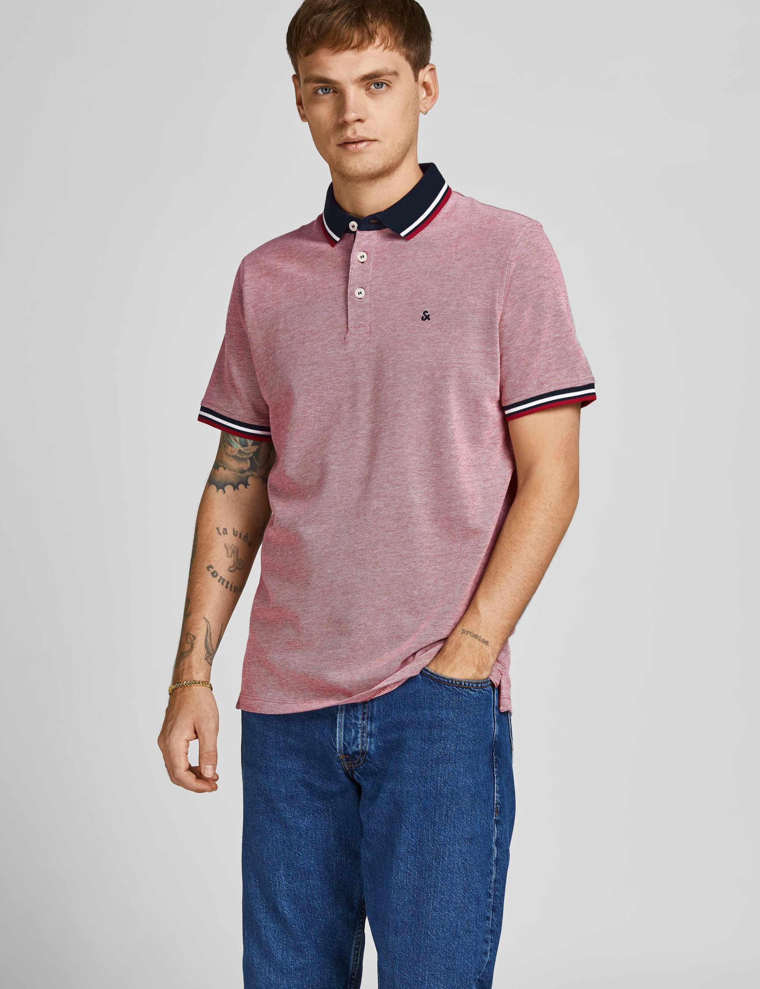 2 Pack Slim Fit Pure Cotton Tipped Polo Shirts 5 of 7