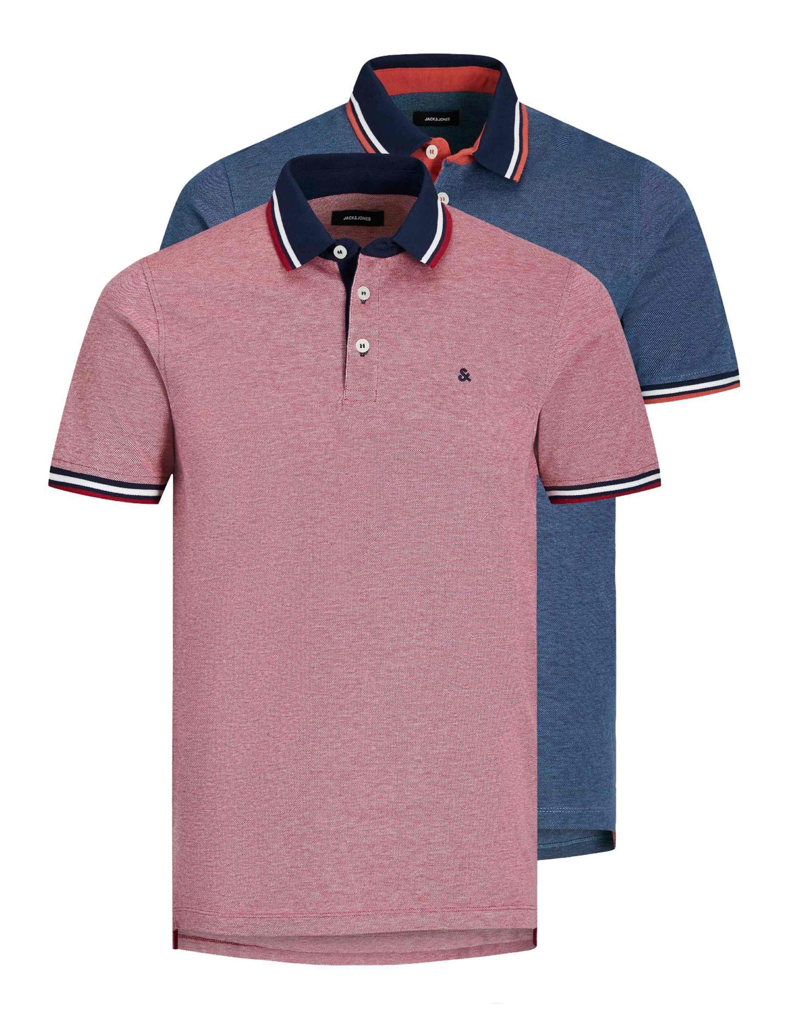 2 Pack Slim Fit Pure Cotton Tipped Polo Shirts 1 of 7