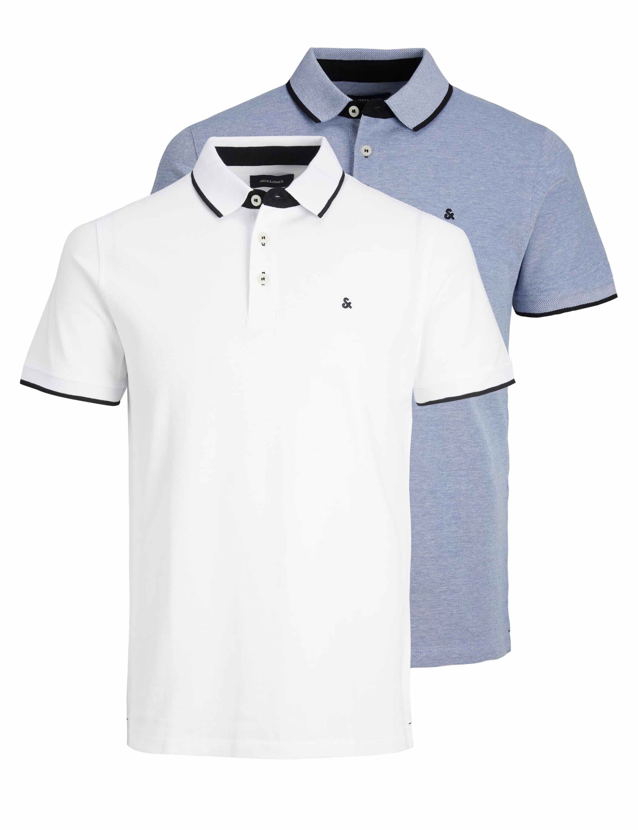 2 Pack Slim Fit Pure Cotton Tipped Polo Shirts 1 of 6