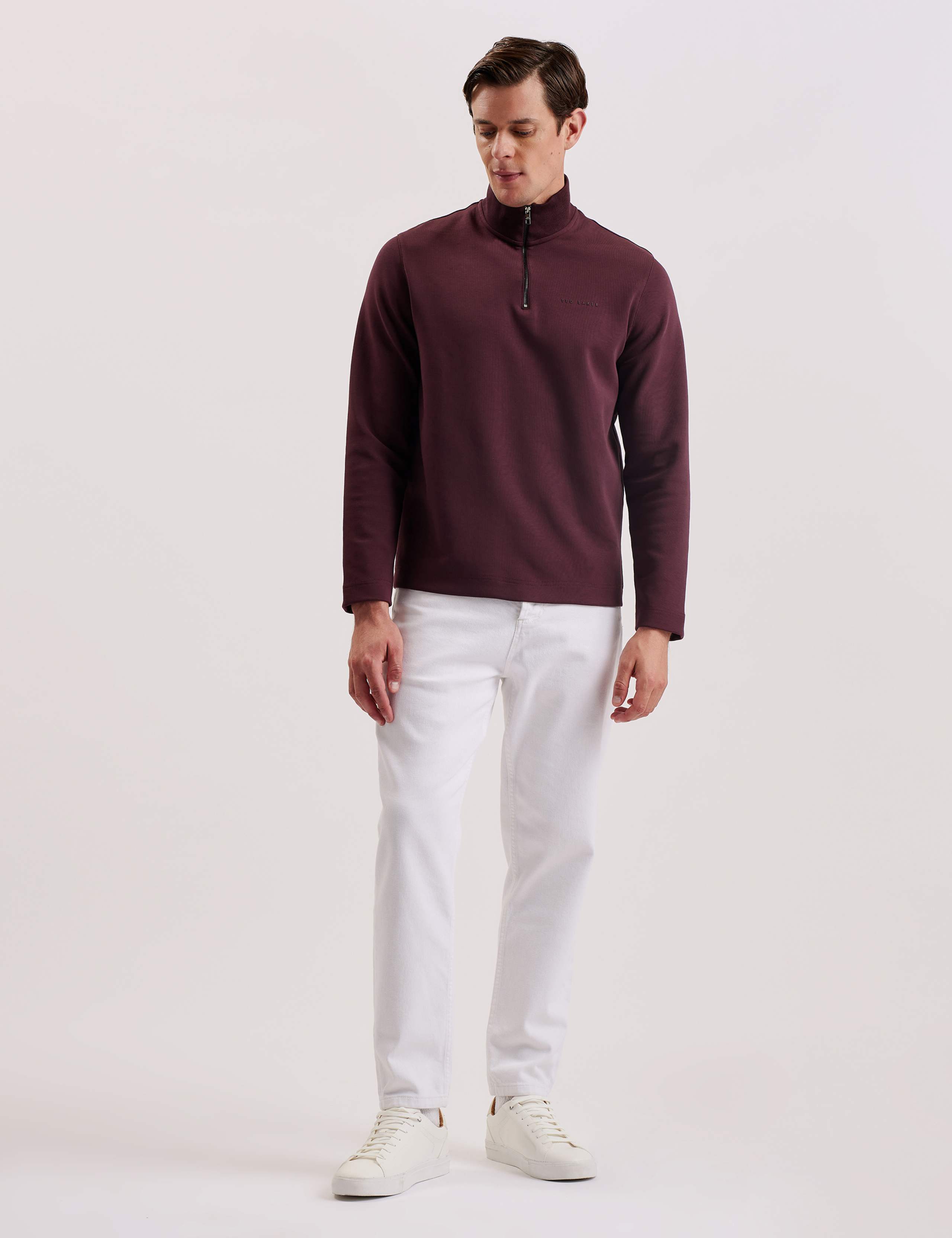 Cotton Rich Funnel Neck Half Zip Top 2 of 3