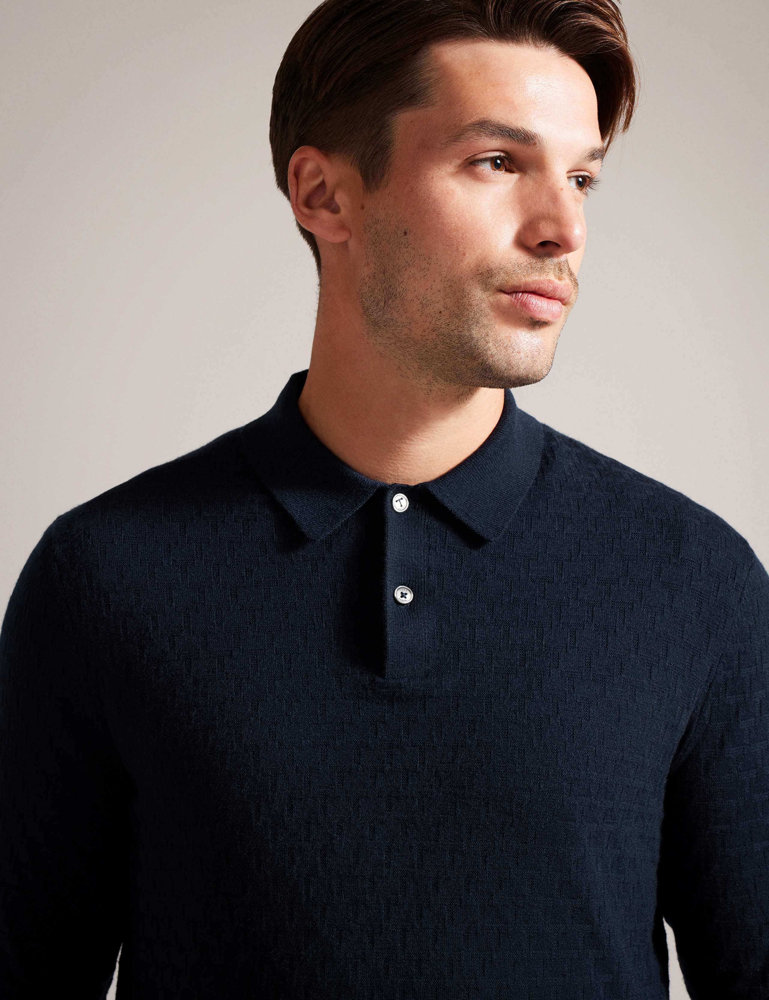 Textured Knitted Polo Shirt with Wool 5 of 7