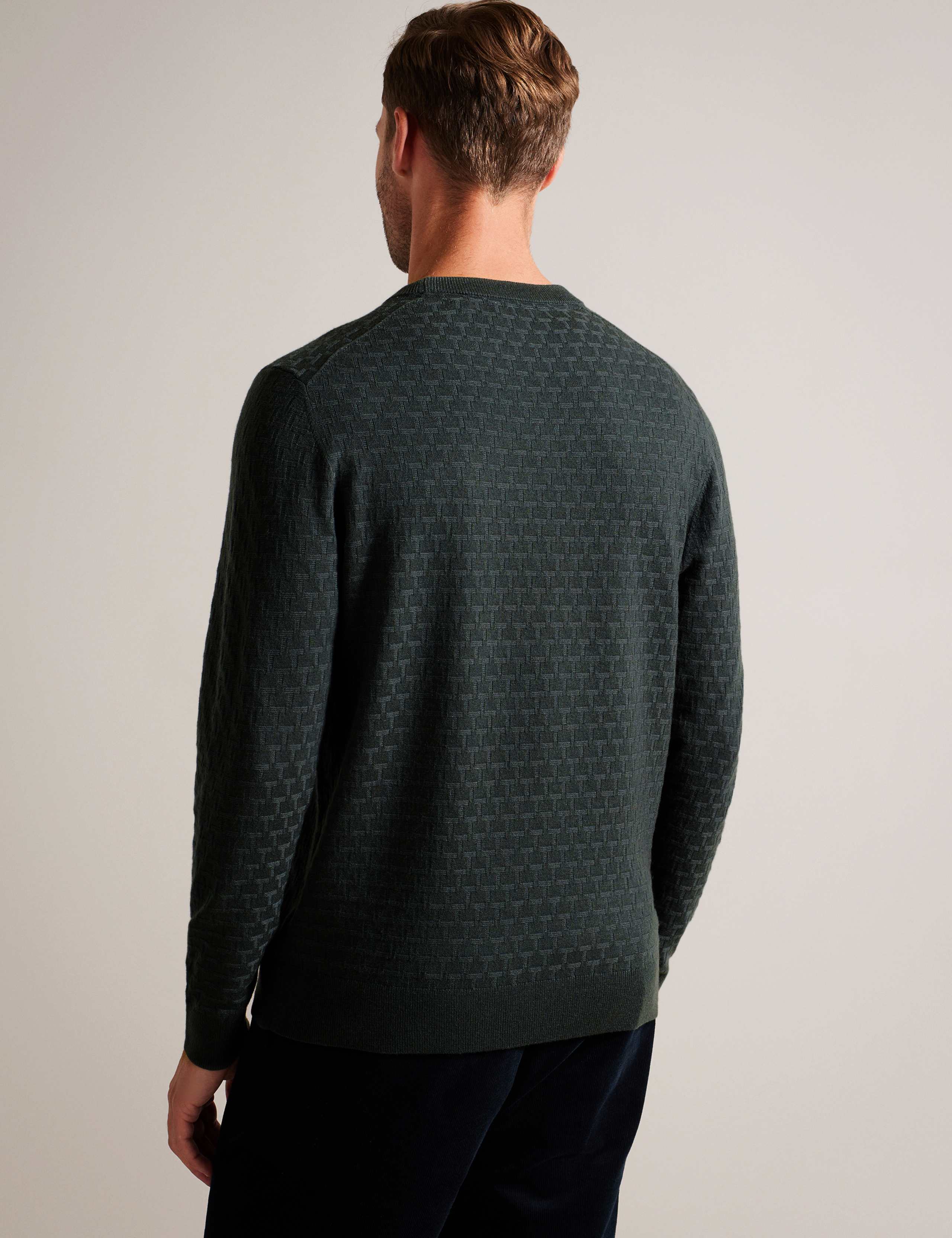 Textured Crew Neck Jumper with Wool 3 of 3