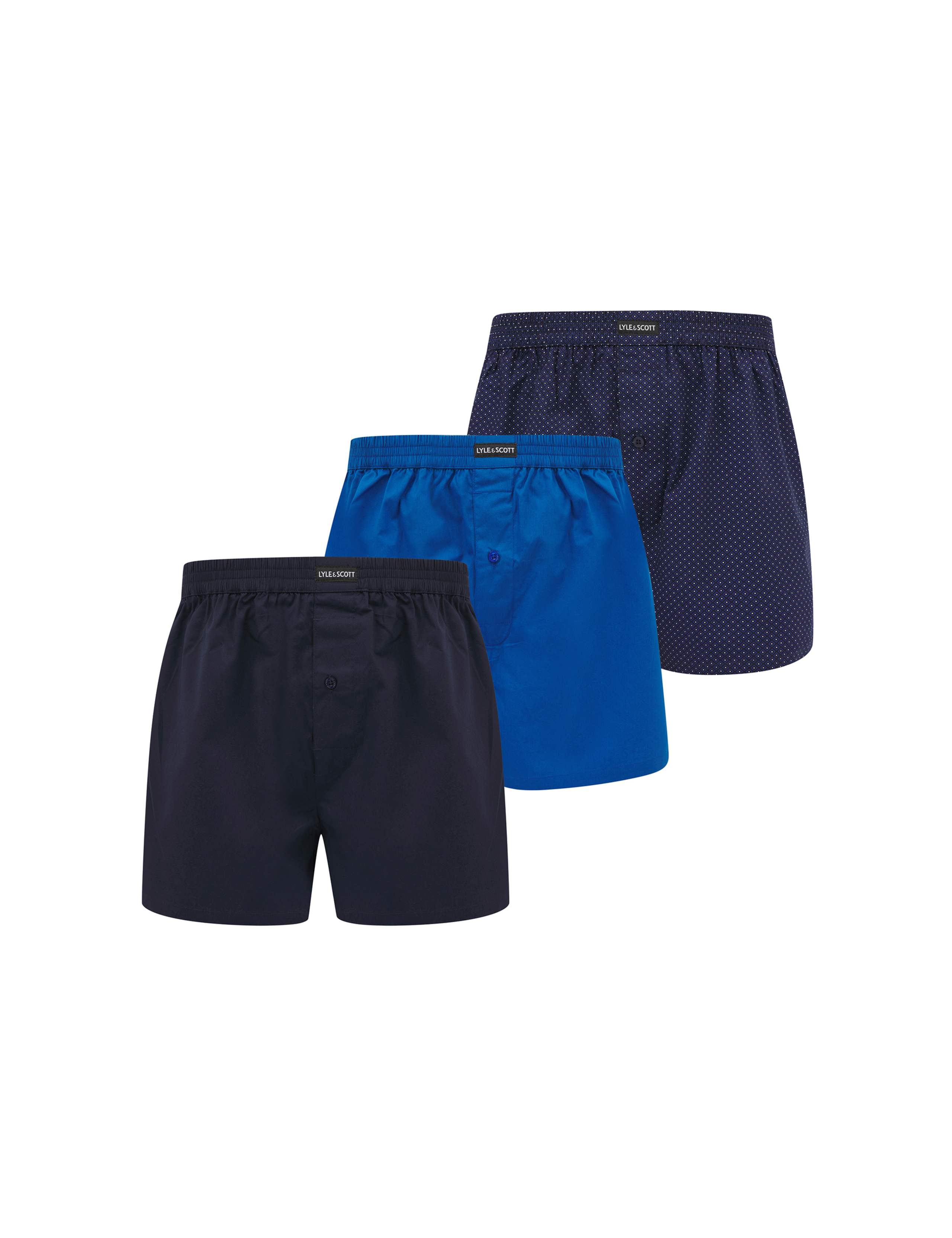 3pk Pure Cotton Assorted Woven Boxers 1 of 4