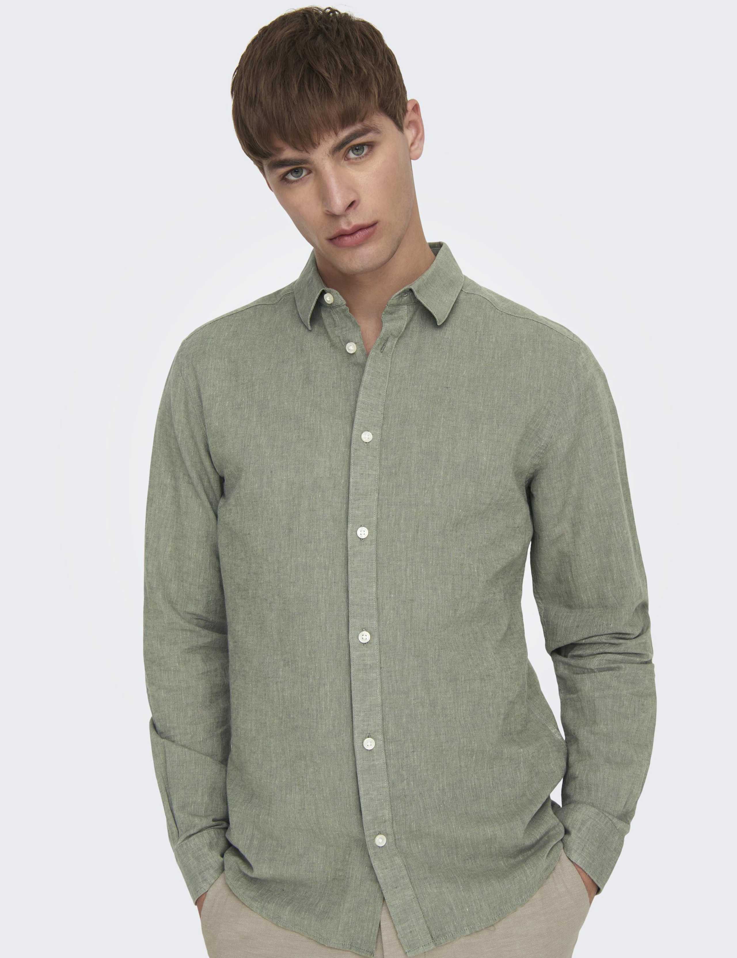 Cotton Linen Blend Slim Fit Shirt 5 of 9