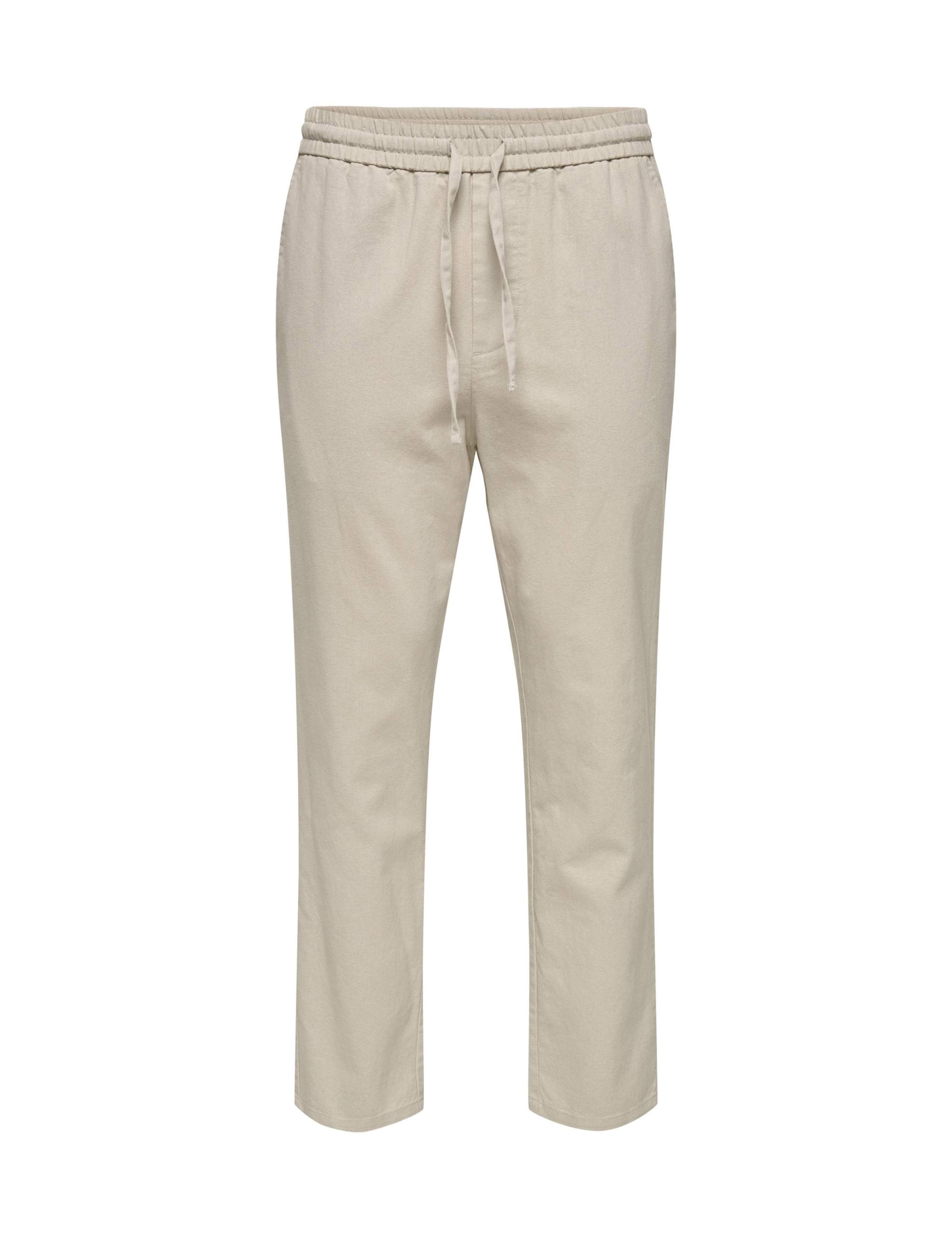 Tapered Fit Cotton Rich Trousers with Linen 2 of 7