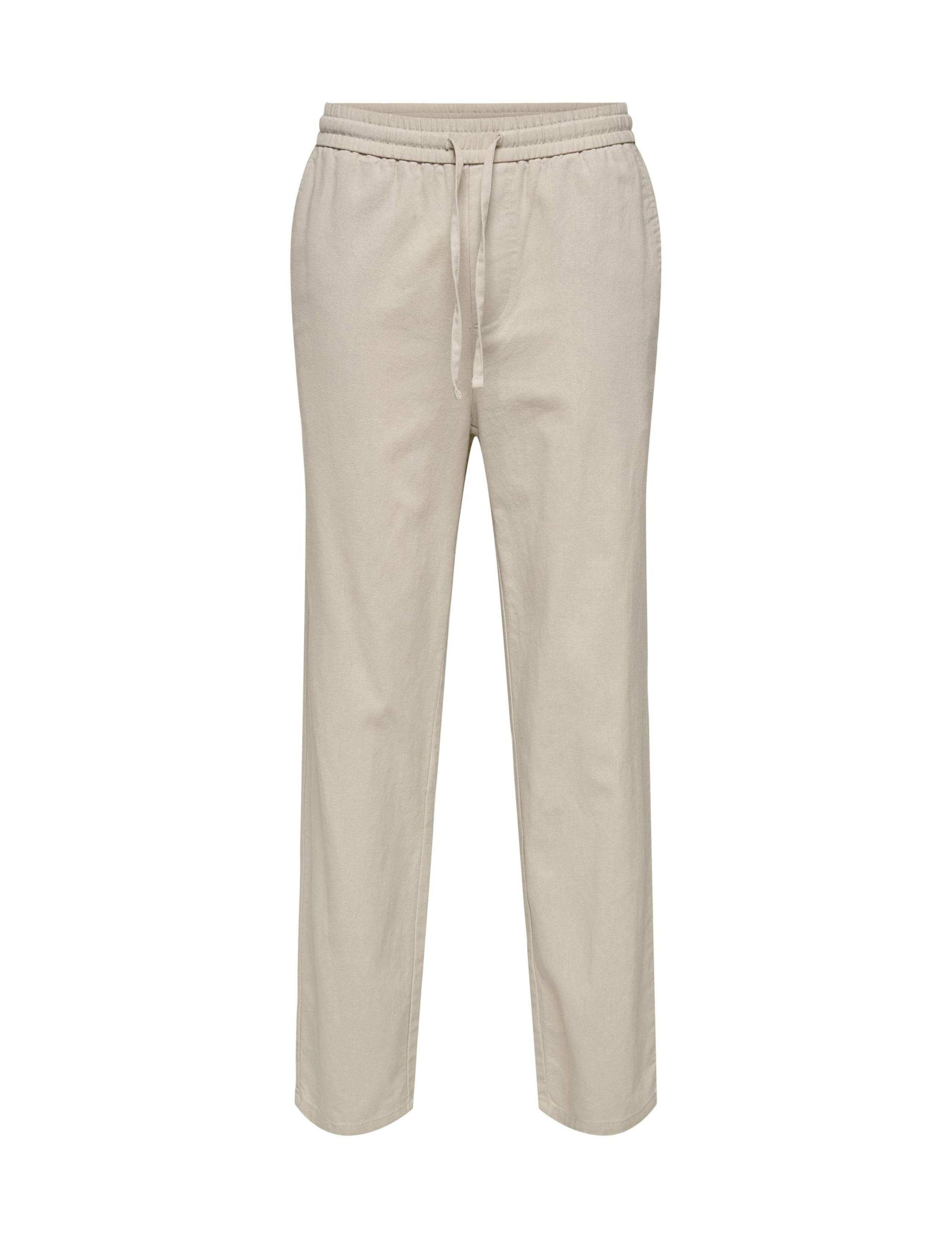 Straight Fit Cotton Rich Trousers with Linen 2 of 6