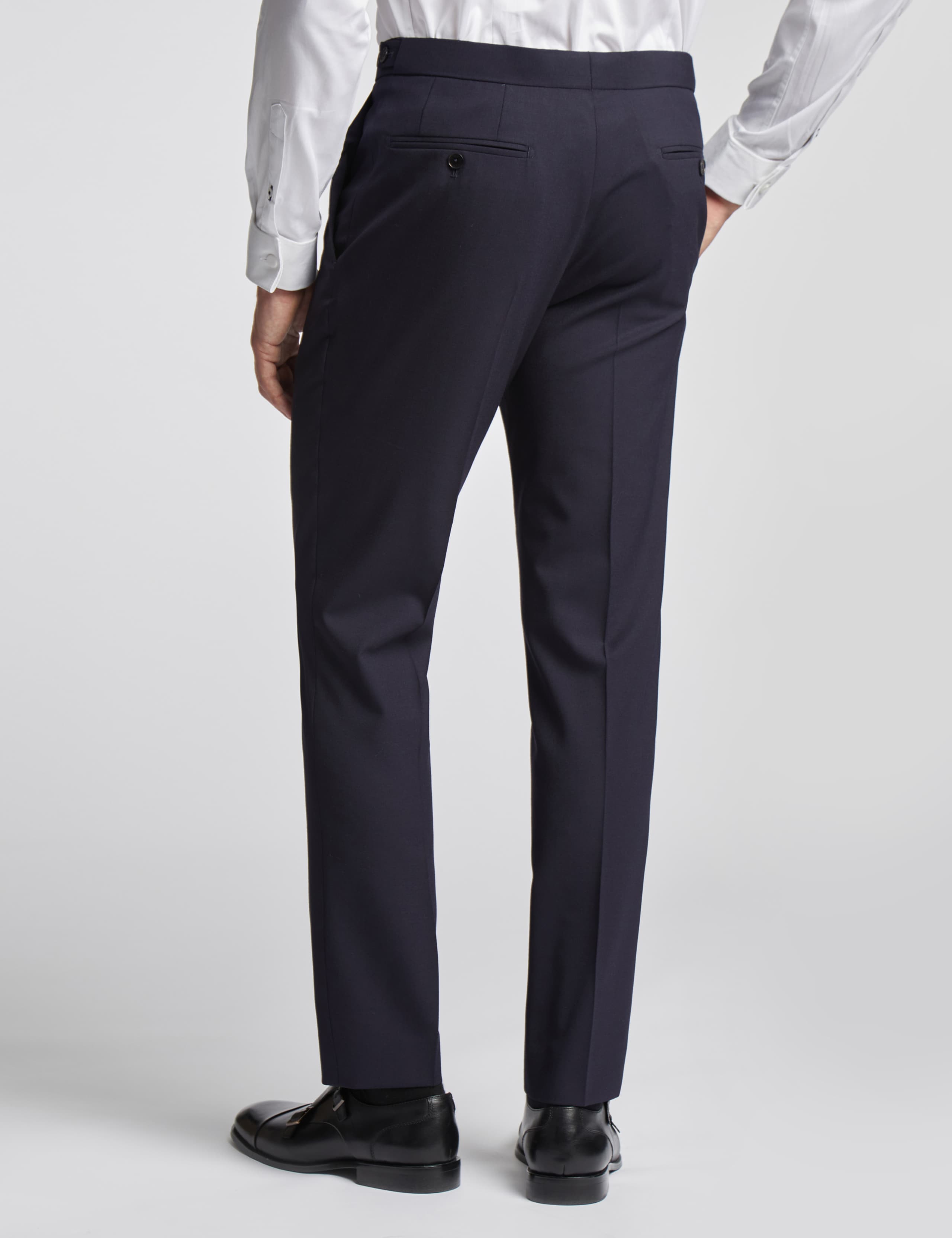 Slim Fit Wool Rich Plain Tuxedo Trousers 2 of 4