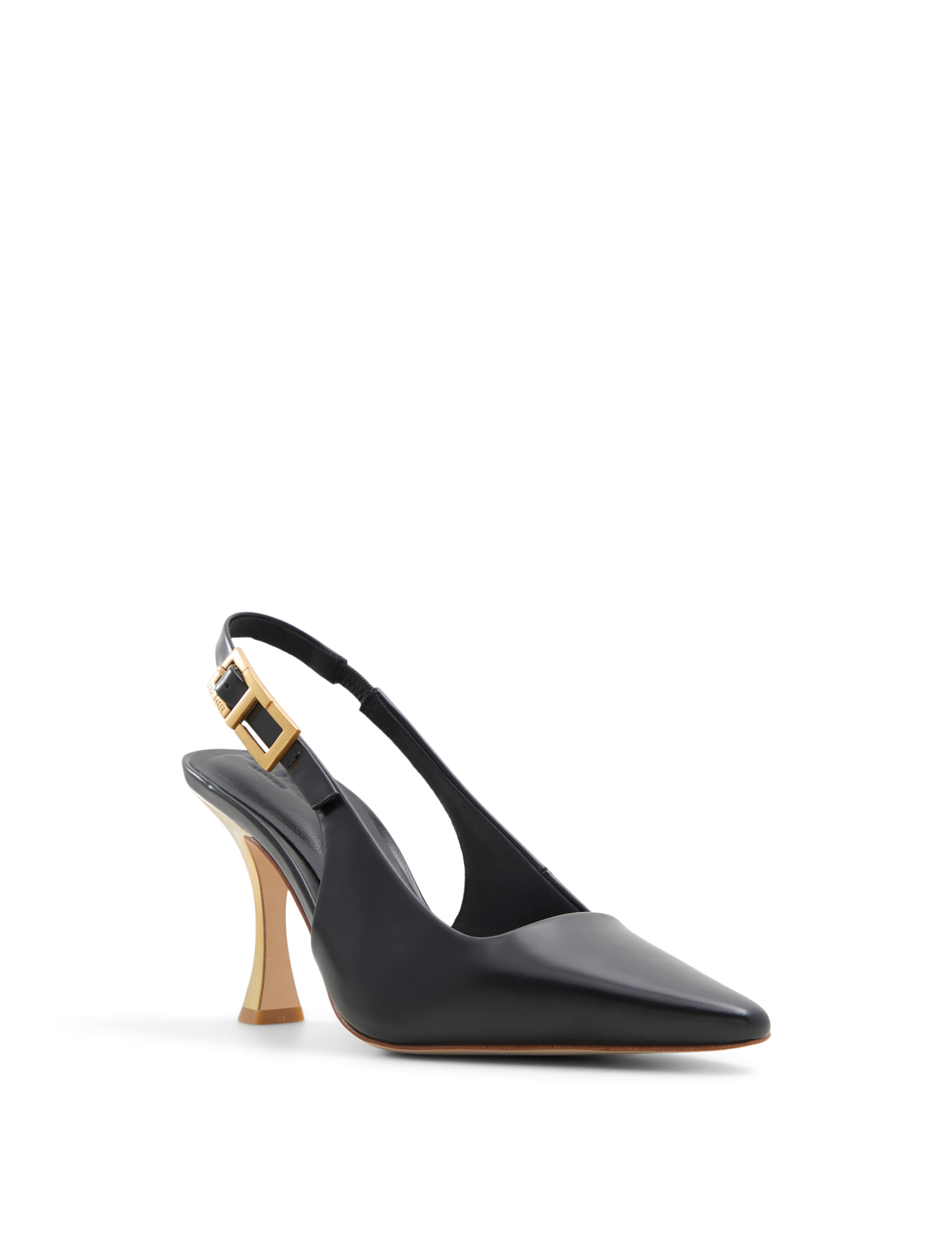 Leather Kitten Heel Pointed Slingback Shoes 2 of 8
