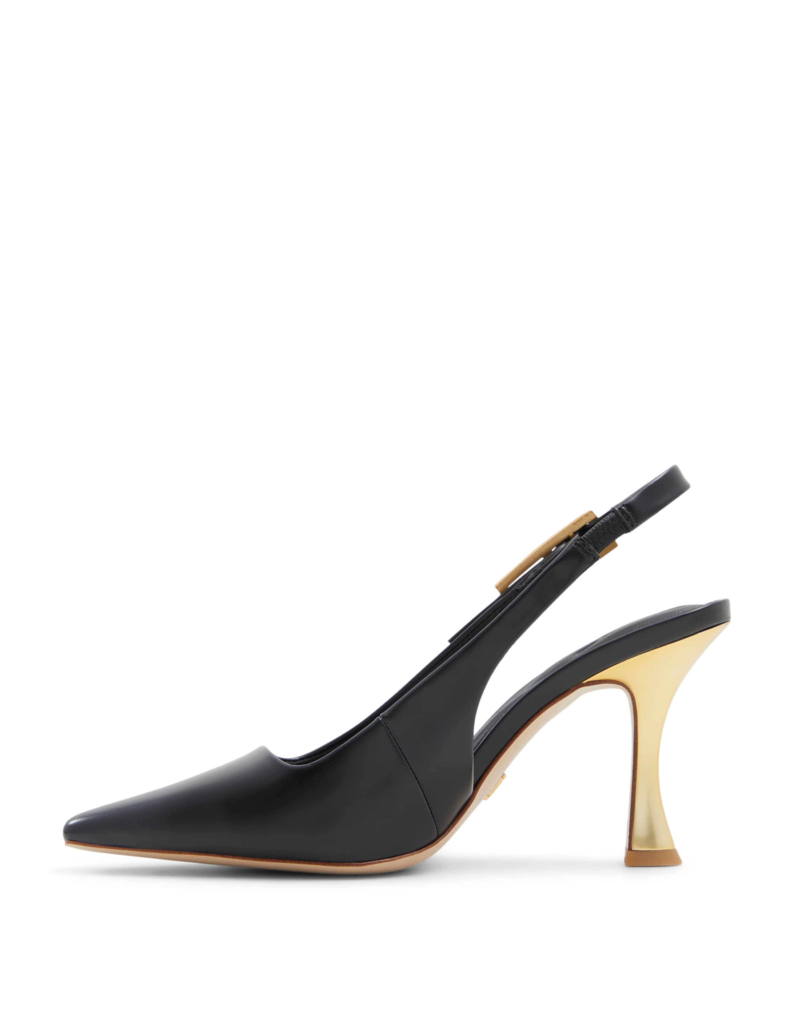 Leather Kitten Heel Pointed Slingback Shoes 3 of 8