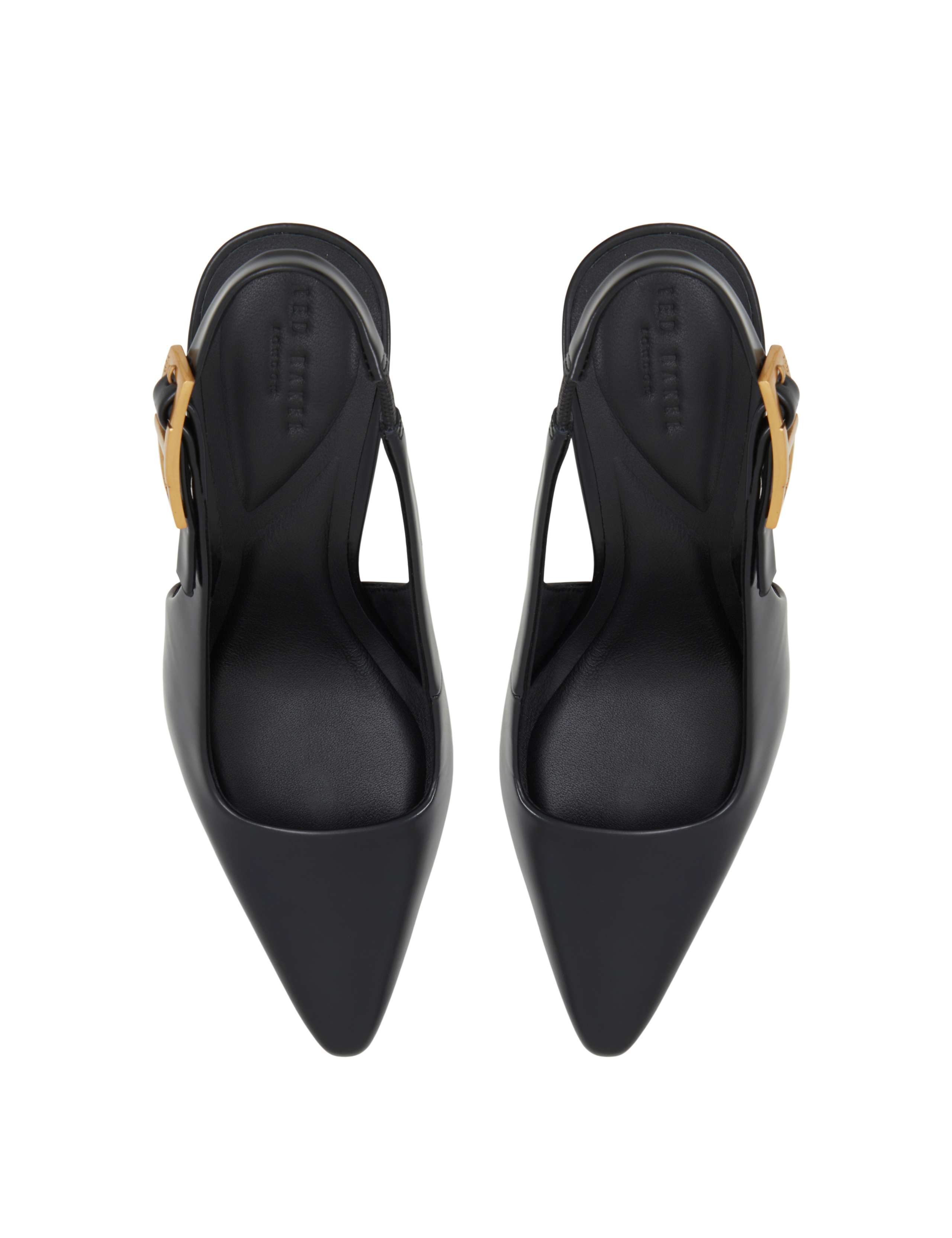 Leather Kitten Heel Pointed Slingback Shoes 6 of 8