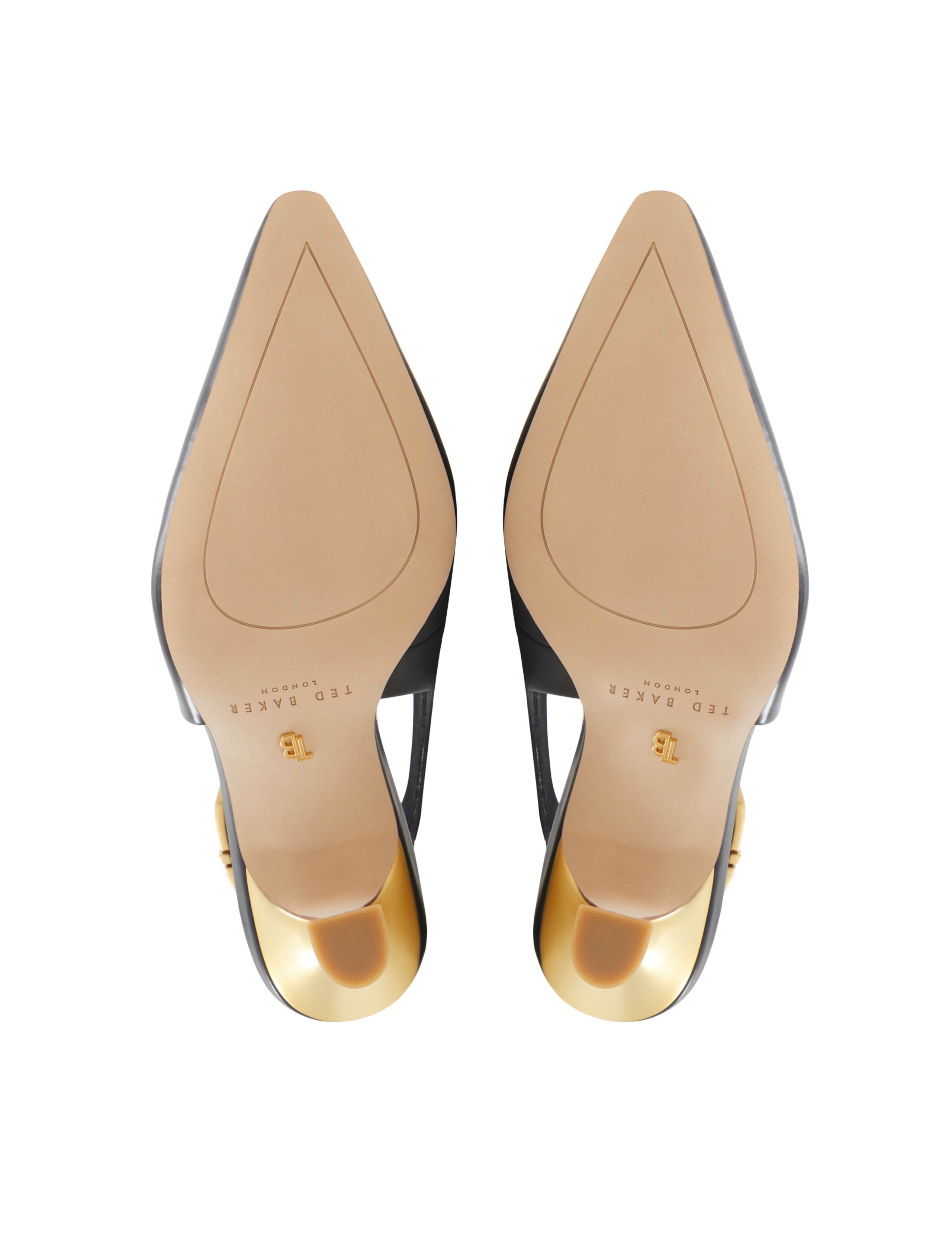 Leather Kitten Heel Pointed Slingback Shoes 7 of 8