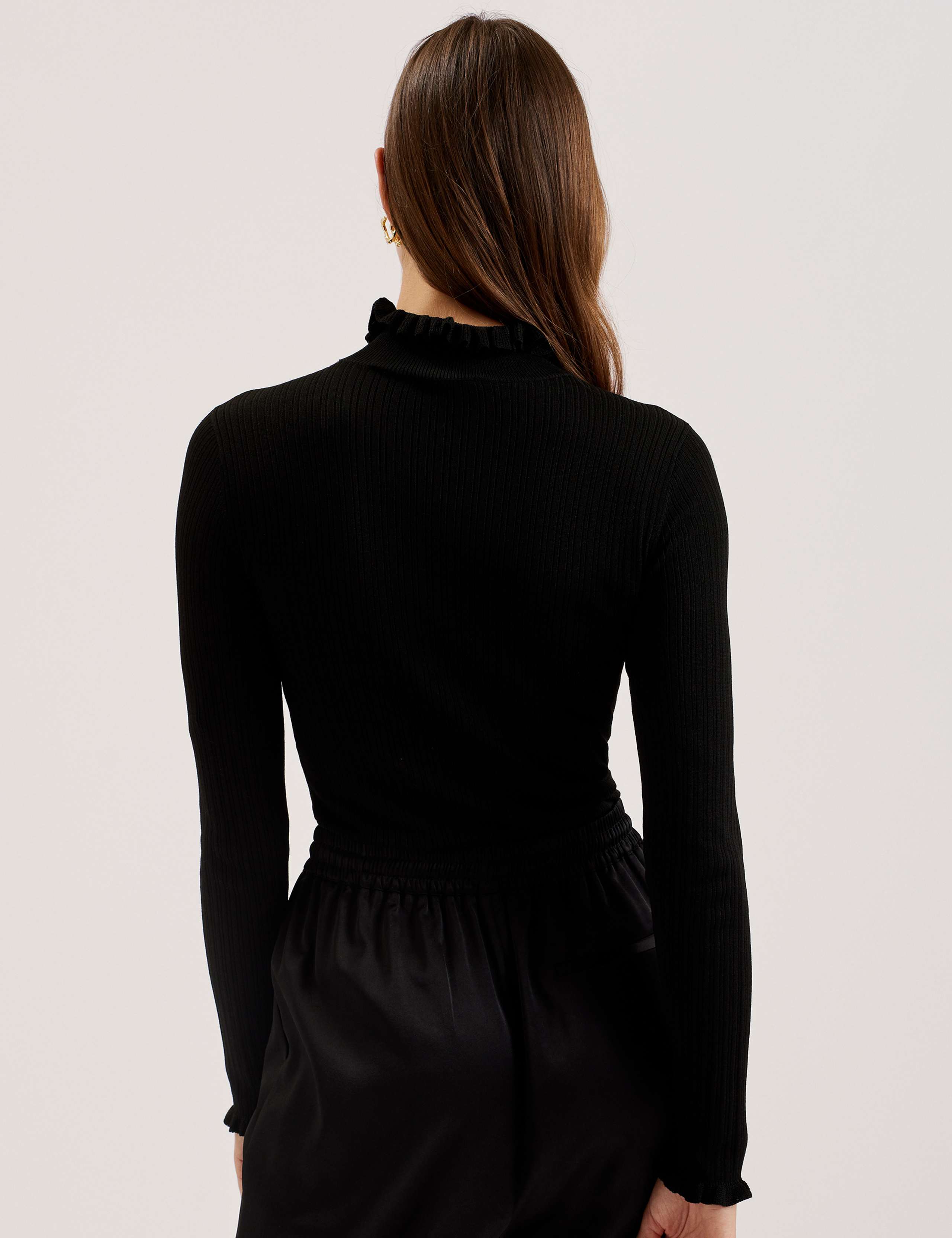 Ribbed Funnel Neck Frill Detail Jumper 3 of 3